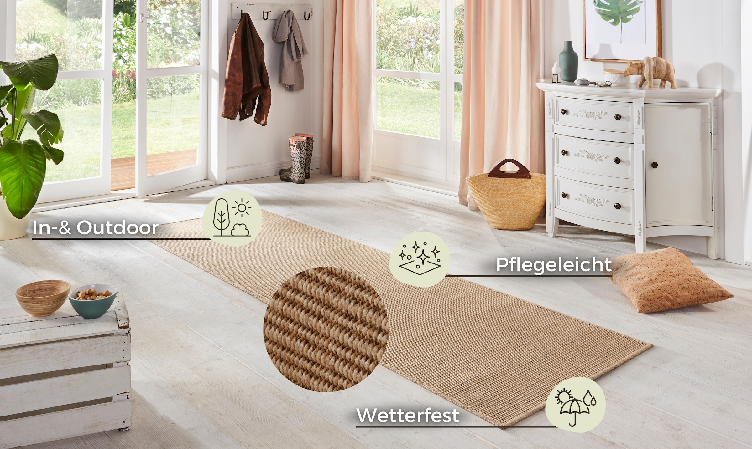 HANSE Home Läufer »Nature, In- und Outdoor«, rechteckig, Teppich, Wetterfest, Balkon, Flur, Wohnzimmer, Wasserfest, Sisal Optik