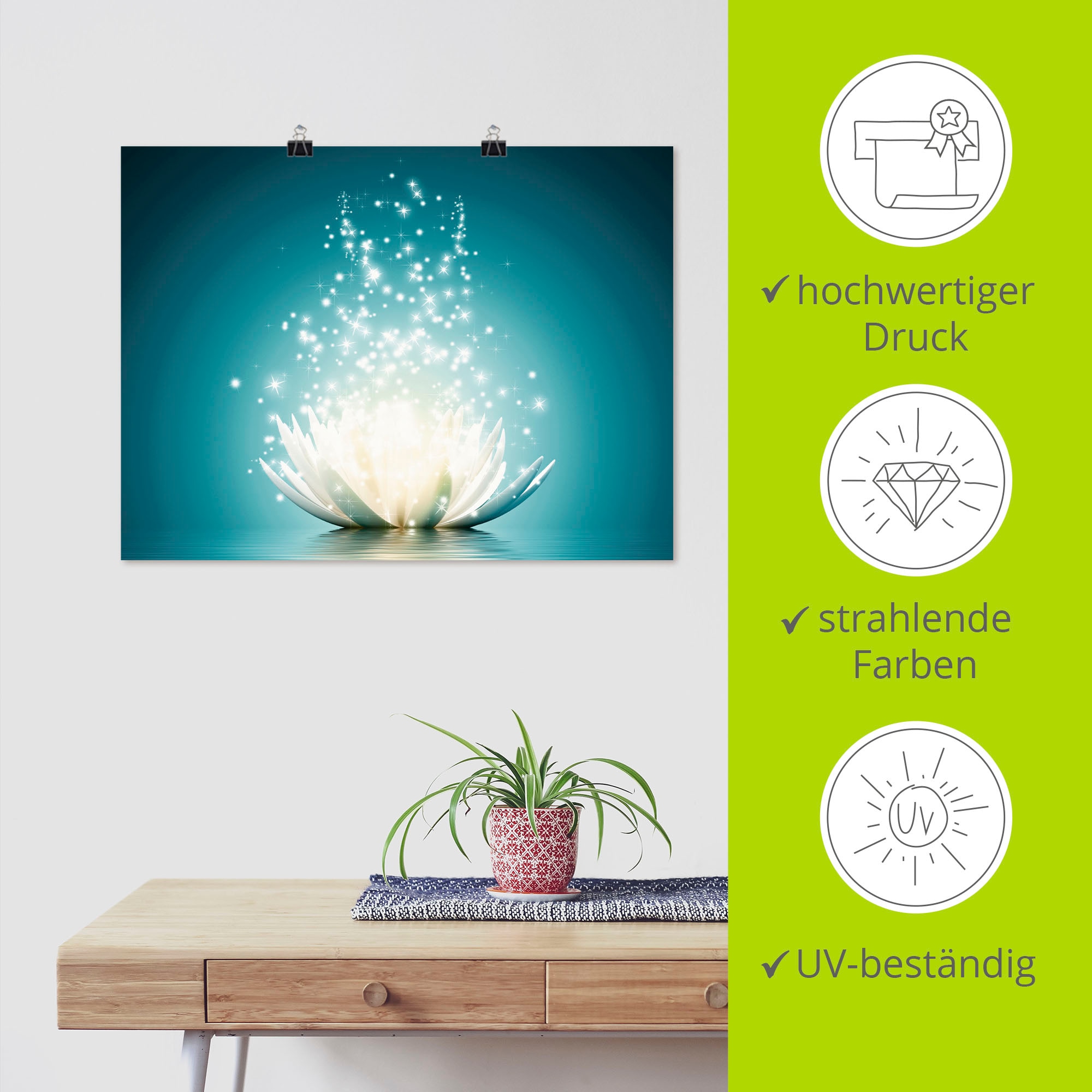 Artland Wandbild »Magie der Lotus-Blume«, Blumen, (1 St.), als Alubild, Outdoorbild, Leinwandbild, Poster, Wandaufkleber