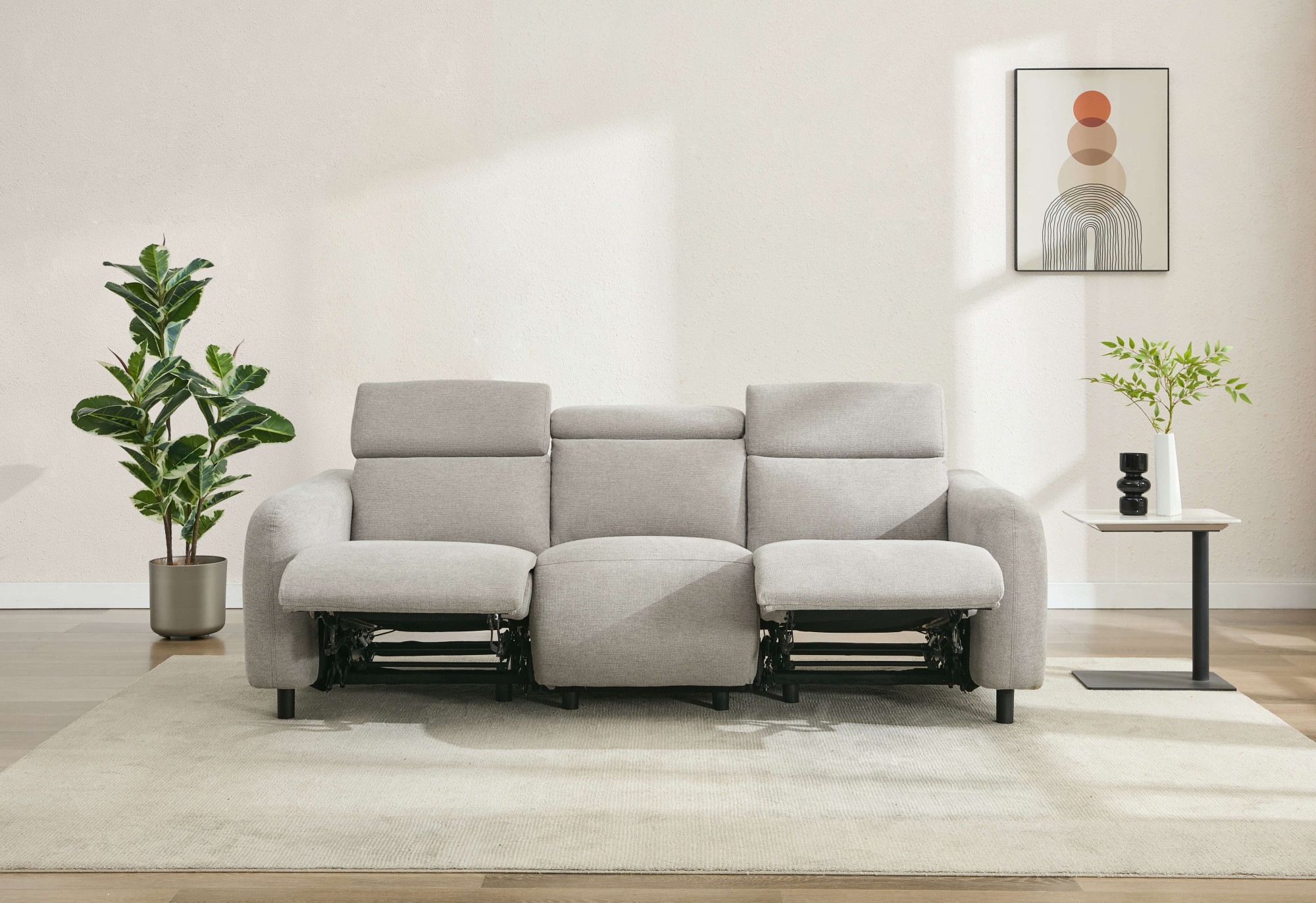 GOODproduct 3-places »SKAANE Struktur-Sofa, 229 cm, manuelle-u. elektrische Relaxfunktion« Fonction relaxation sur 2 sièges, dossier réglable, rembourrage à ressorts