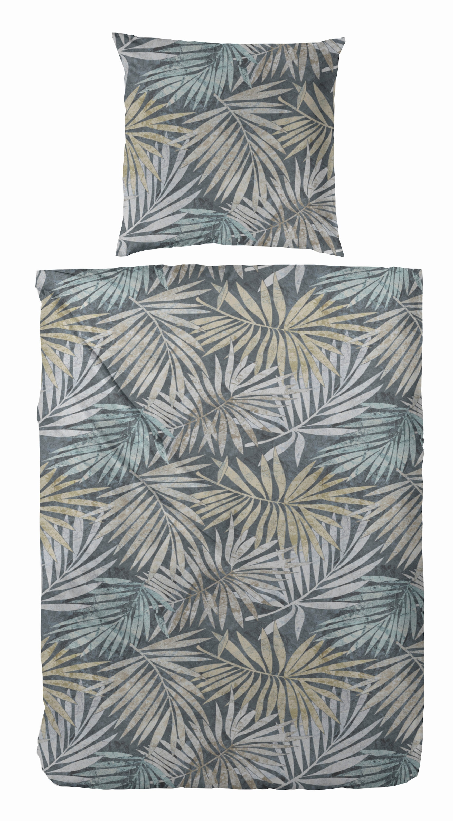 Image of Primera Bettwäsche "Mako-Satin Bettwäsche Palmeral" 2 Stk. mit beruhigenden Palmenblättern
