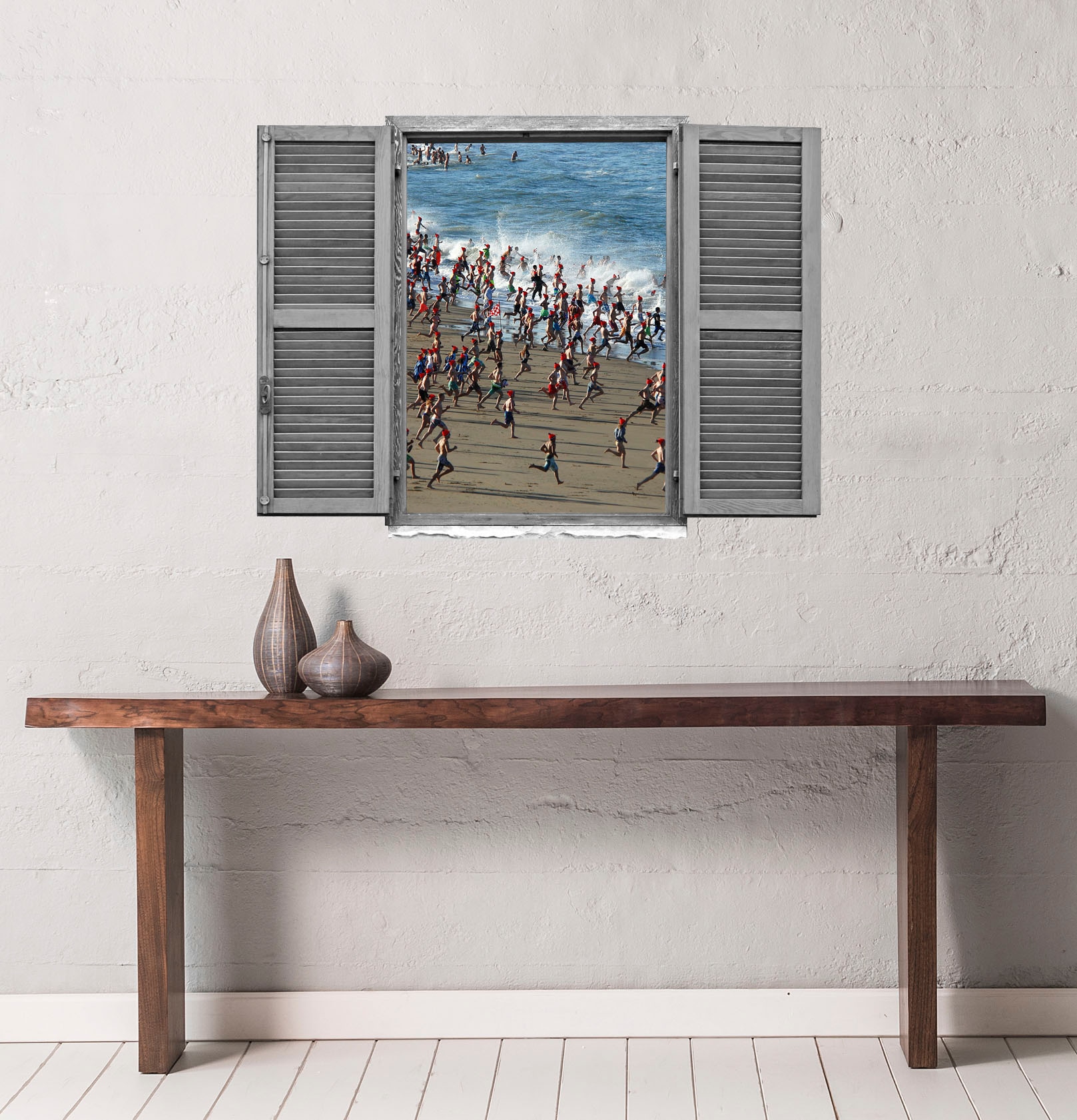 queence Wandtattoo »Menschen auf dem Weg ins« Wandsticker, Wandbild, selbstklebend, 3D, Fenster