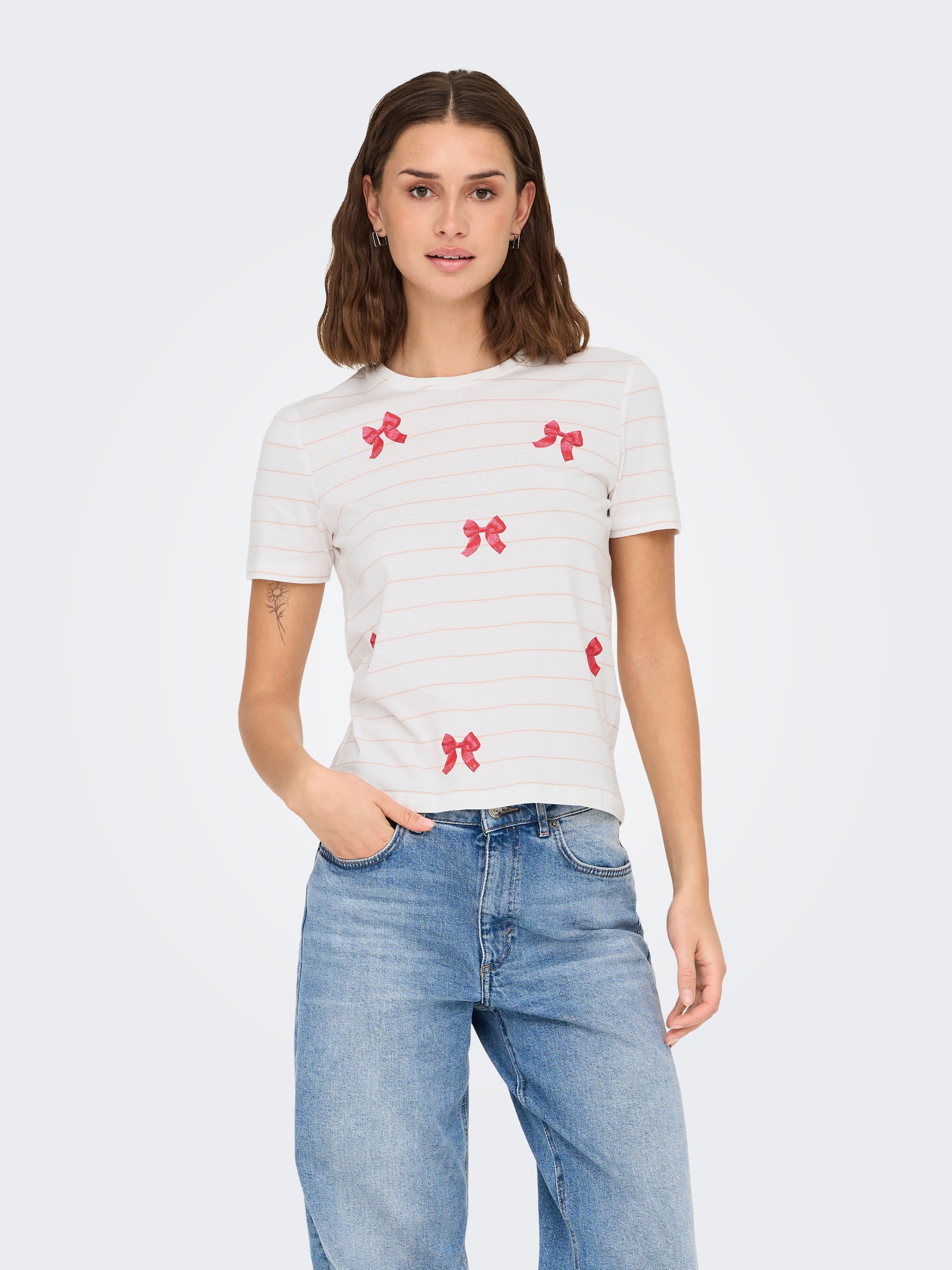 ONLY Kurzarmshirt »ONLKIRA LIFE BOW S/S TEE CS JRS«