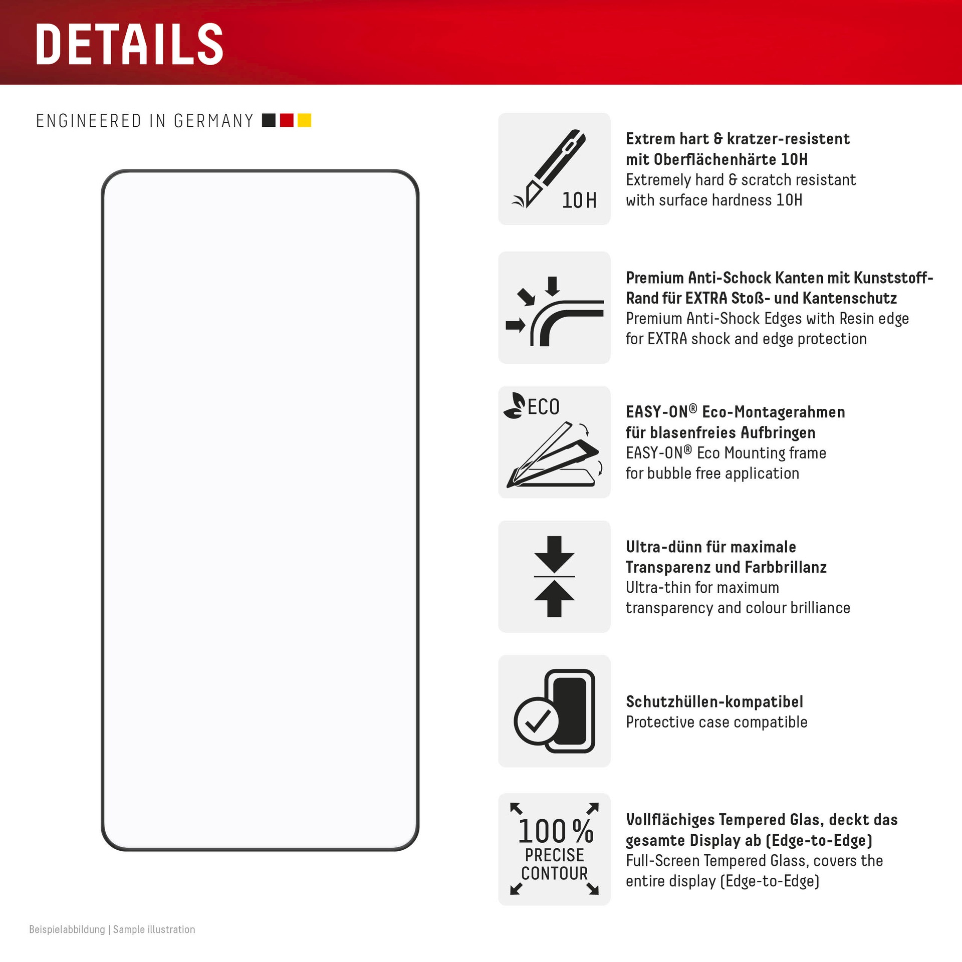 Displex Displayschutzglas »Premium Glass Screen Protector (Full Cover)« für Samsung Galaxy S25 Edge Displayschutzfolie, Schutzfolie, Bildschirmschutz, kratz- & stossfest