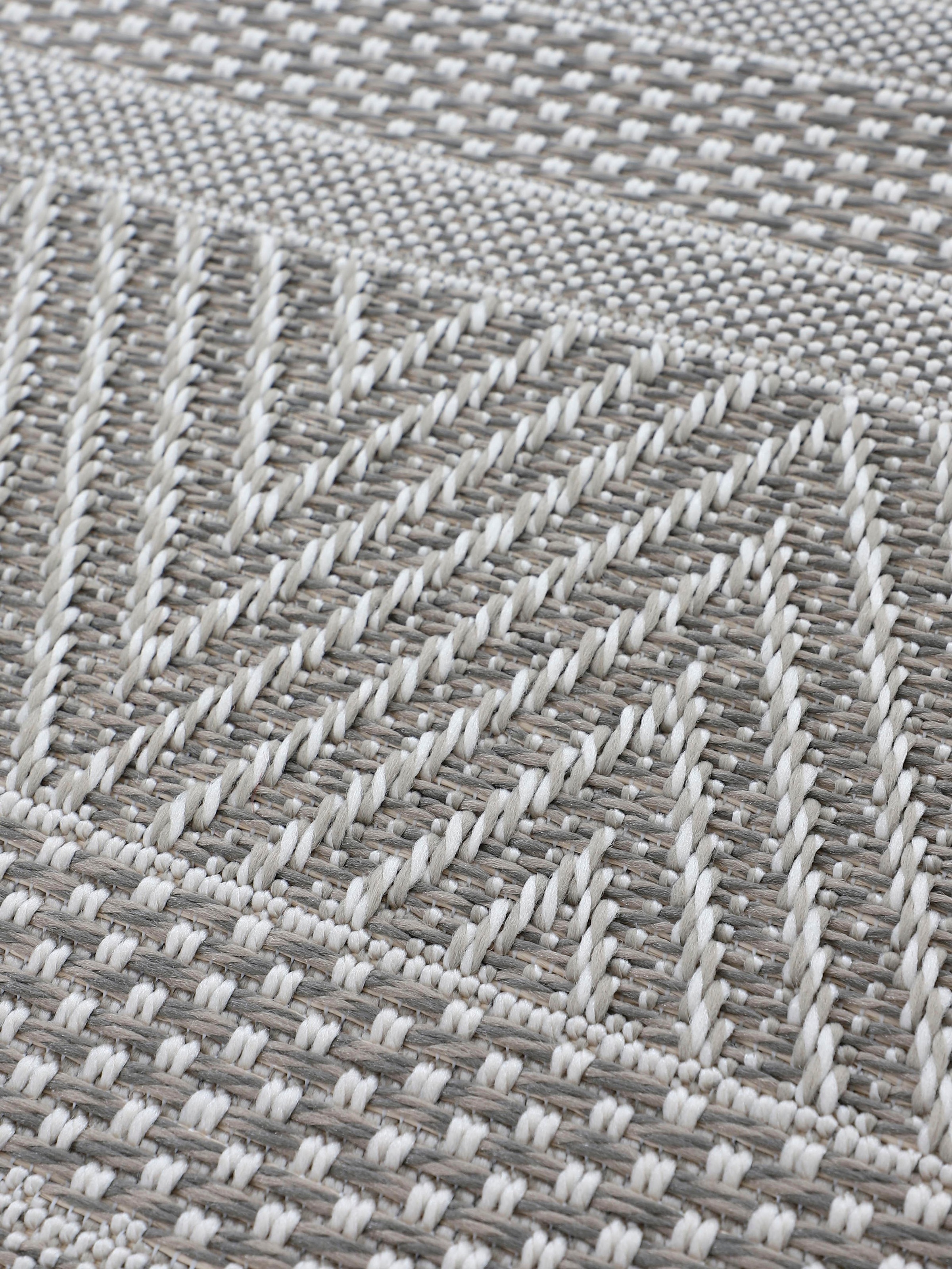 carpetfine Teppich »Boho 101«, rund, 4 mm Höhe, robustes Flachgewebe, Sisal Optik, UV-beständig, Aussenbereich