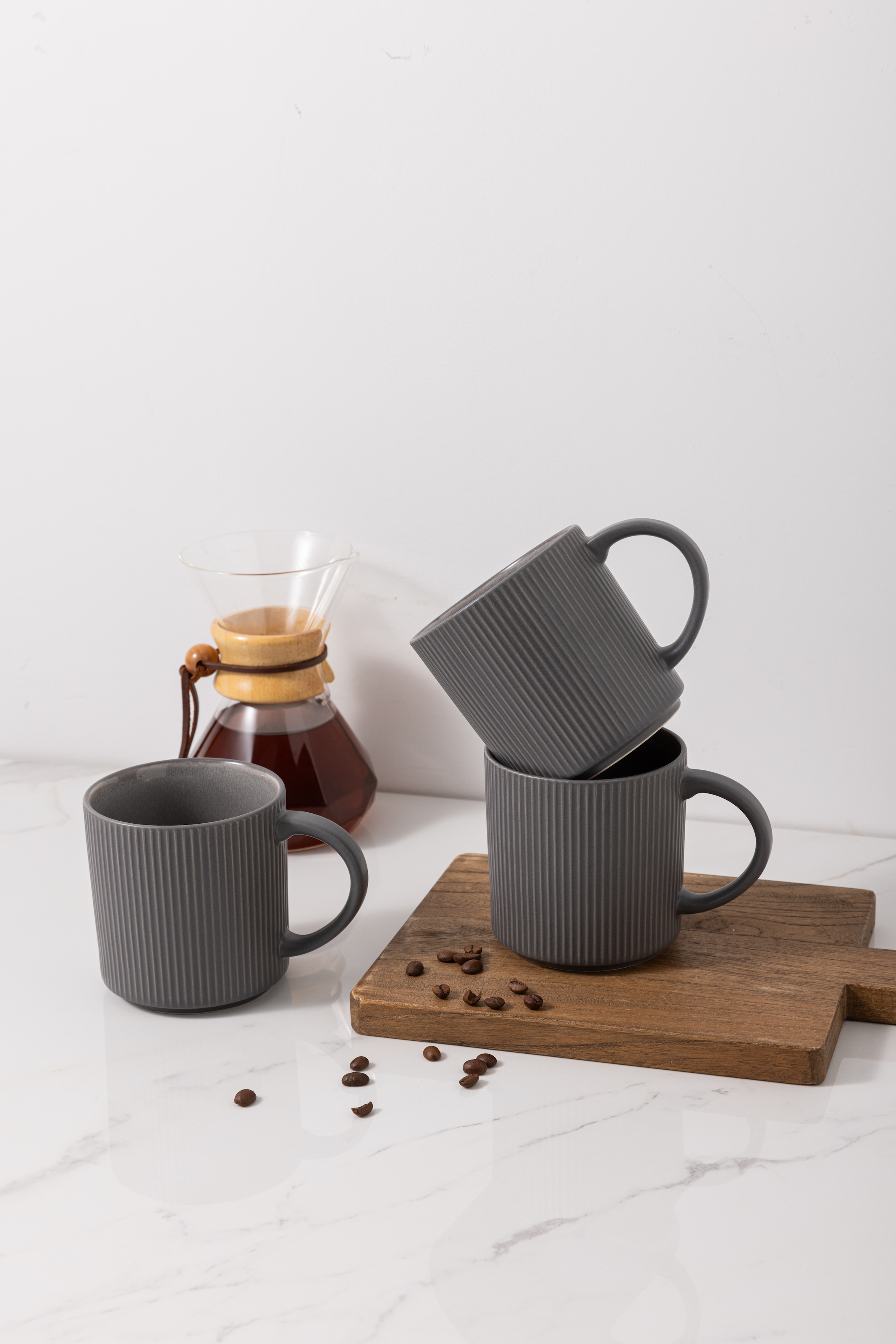 GOODproduct Becher »Kaffeebecher Ylvii, 6er Set« Riffeloptik, spülmaschinenfest und mikrowellengeeignet, 460 ml