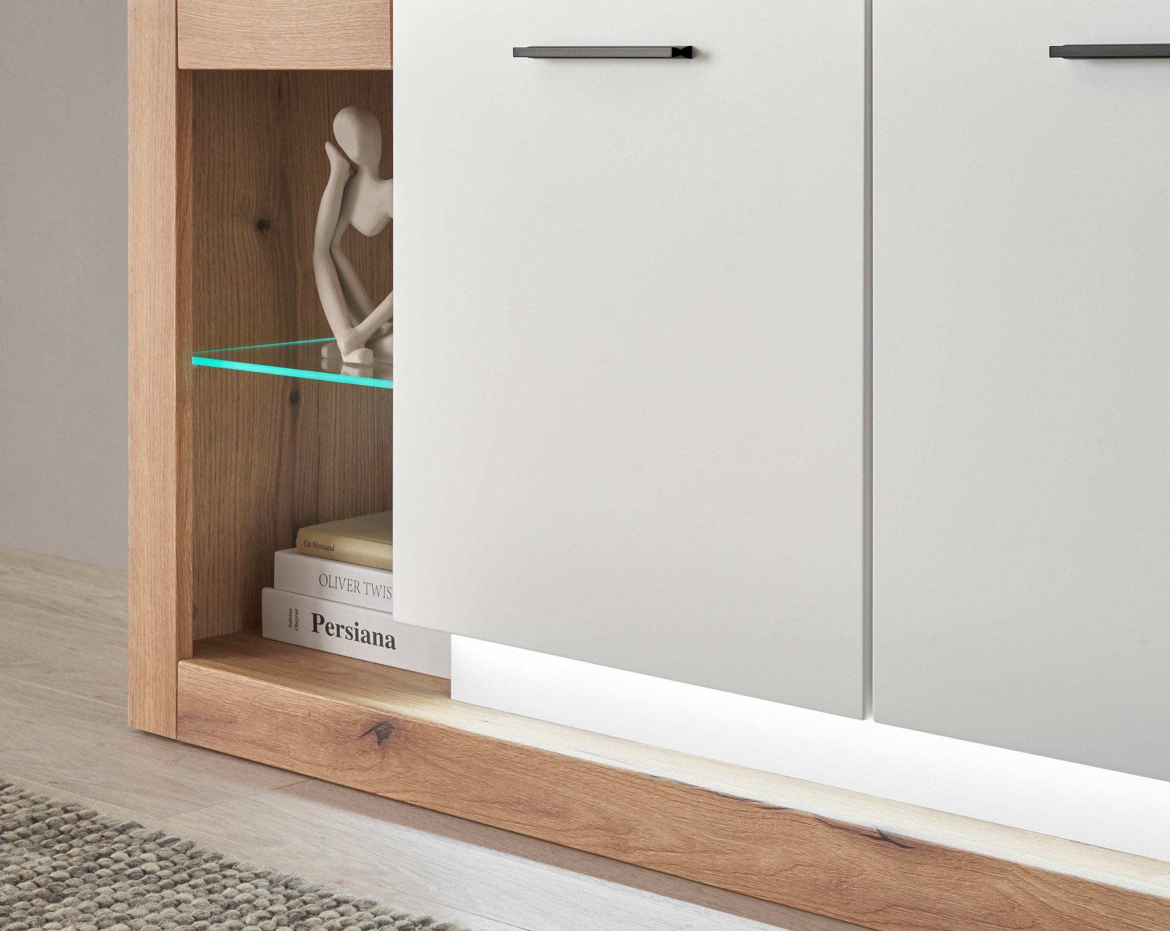 INOSIGN Lowboard »Brixen, moderner TV-Schrank, Kommode in Eiche Evoke Dekor mit Weiss«, Metallgriffe, ausreichend Stauraum, vielseitig einsetzbar