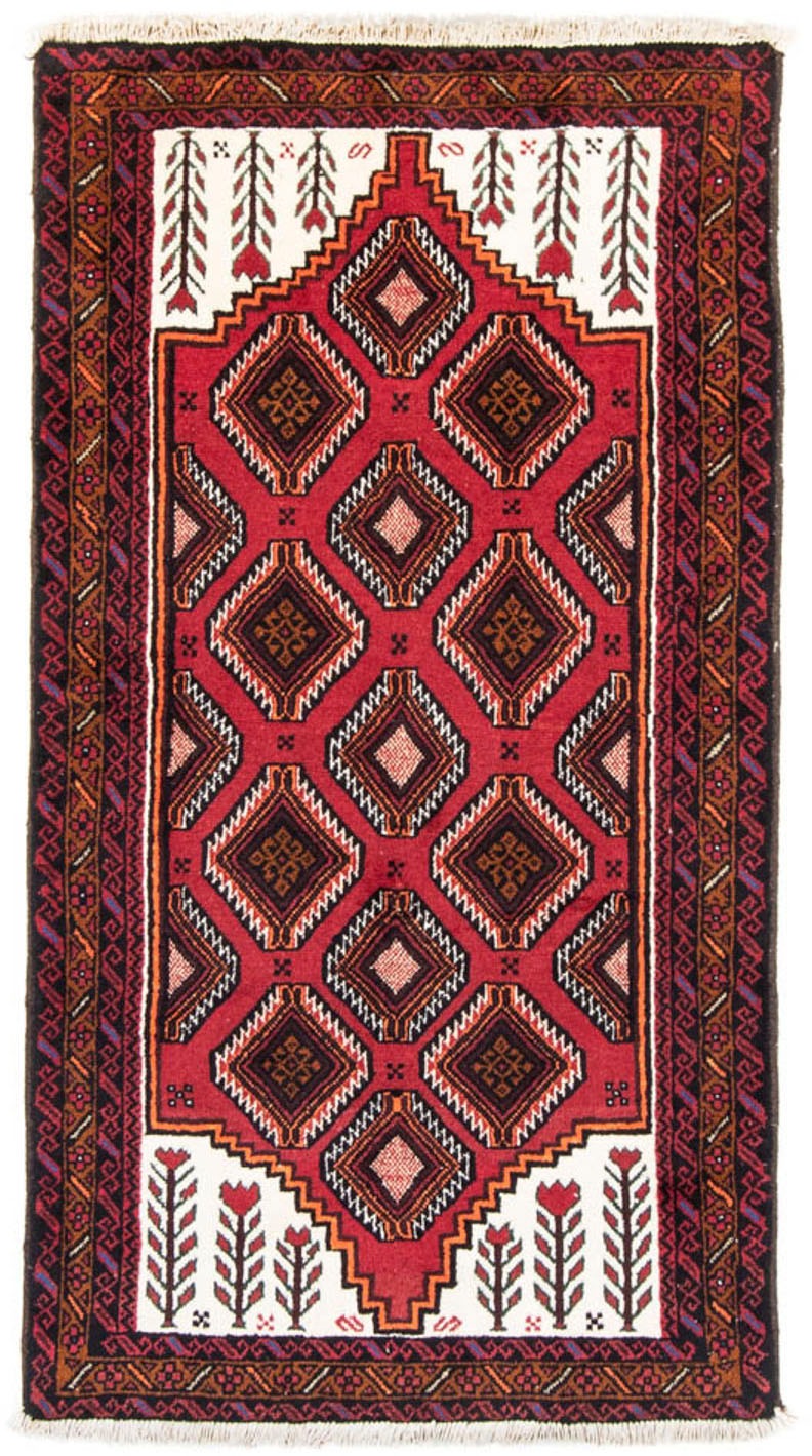 Image of morgenland Hochflor-Läufer »Belutsch Durchgemustert Rosso 194 x 104 cm«, rechteckig, 0,8 mm Höhe, Handgeknüpft bei Ackermann Versand Schweiz