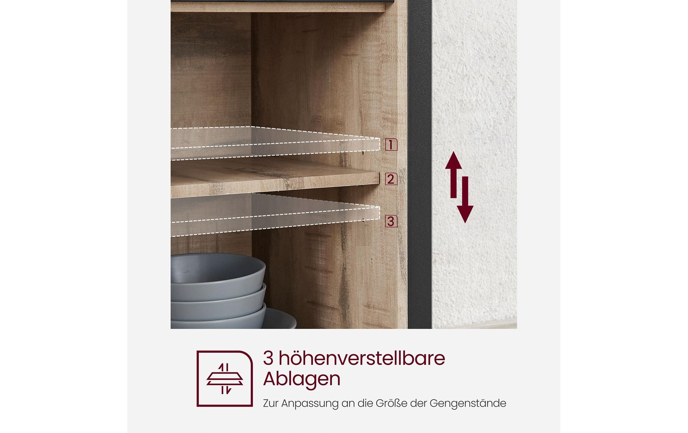 VASAGLE Kommode »VASAGLE Kommode 100 x 80 cm, Braun/Schwarz«
