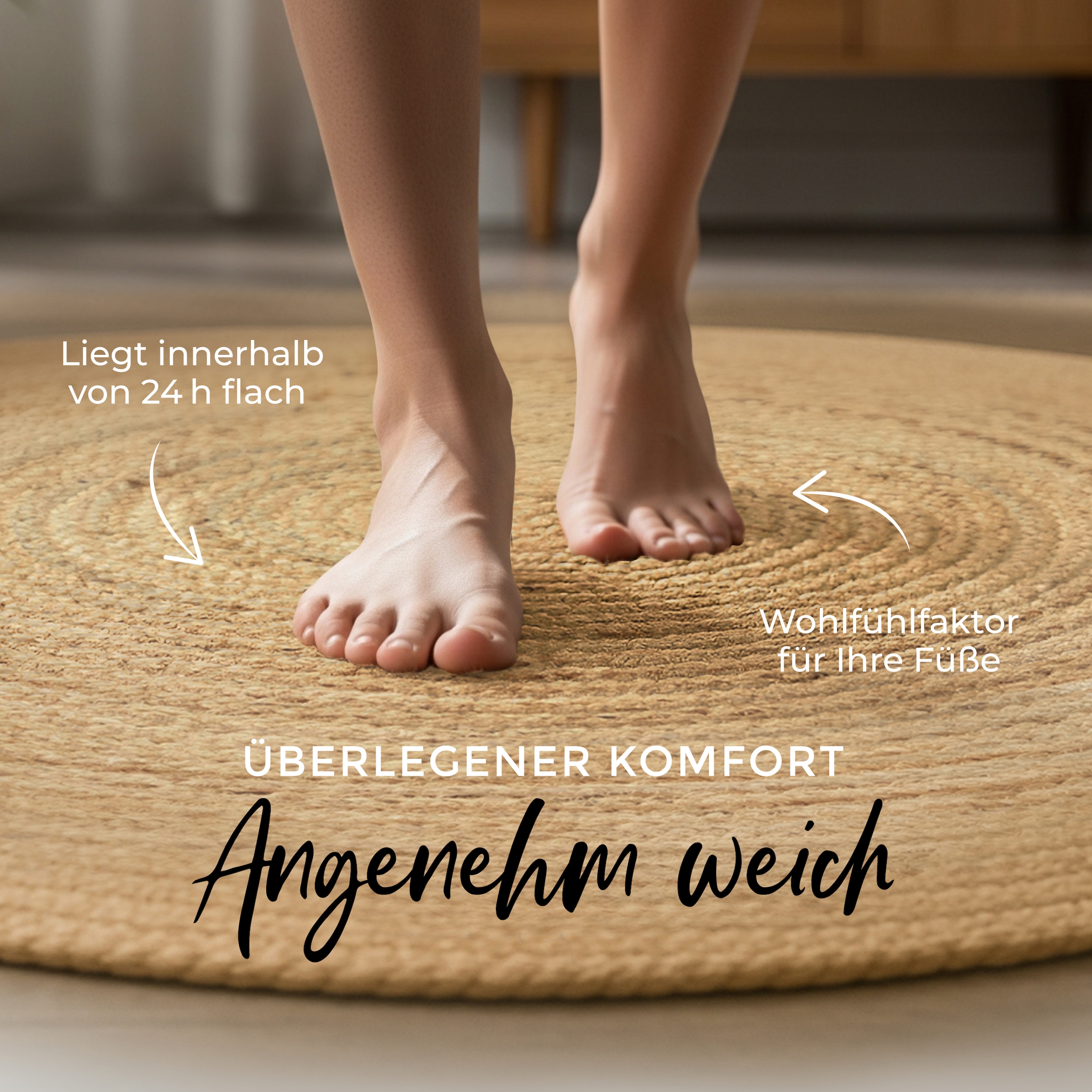 carpetfine Teppich »Nele Juteteppich Naturfaser«, rund, 6 mm Höhe, geflochtener Wendeteppich aus 100%Jute, in rund und oval, viele Grössen
