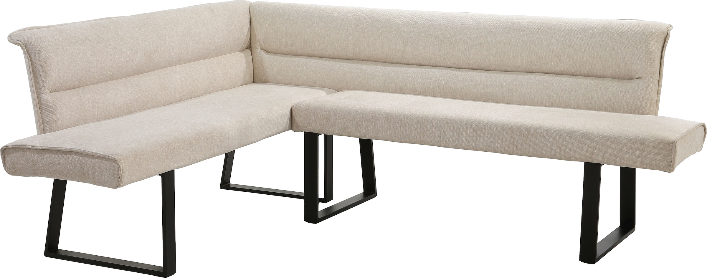 GOODproduct Eckbankgruppe »Tisch, Bank und 2 Stühle, Taschenfederkern« Set, 4 tlg. Tisch (140x90cm) schwarz, Bank und Stühle anthrazit oder beige