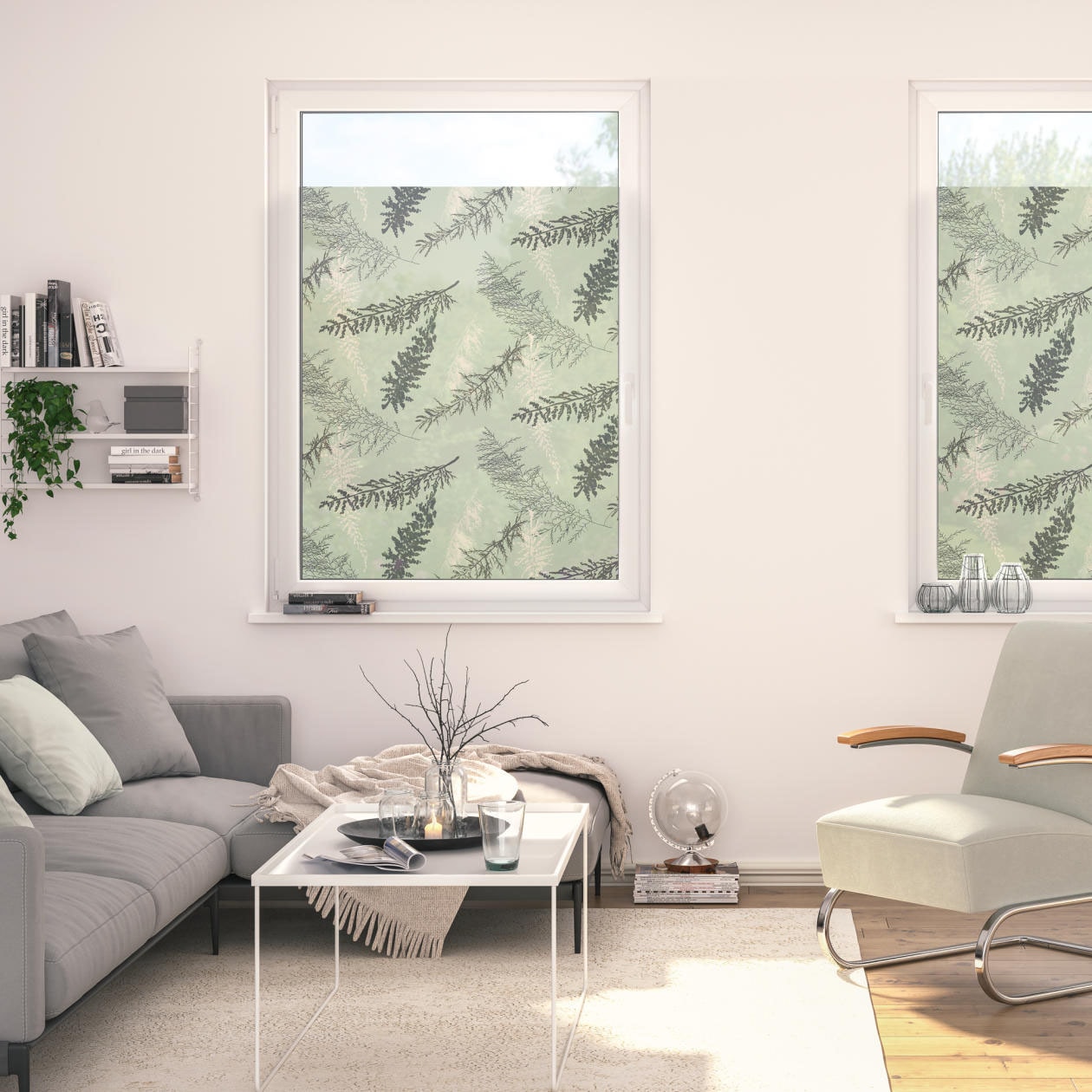 Image of LICHTBLICK ORIGINAL Fensterfolie "Fensterfolie selbstklebend, Sichtschutz, Fir Branches - Grün" 1 Stk. blickdicht glatt statisch haftend