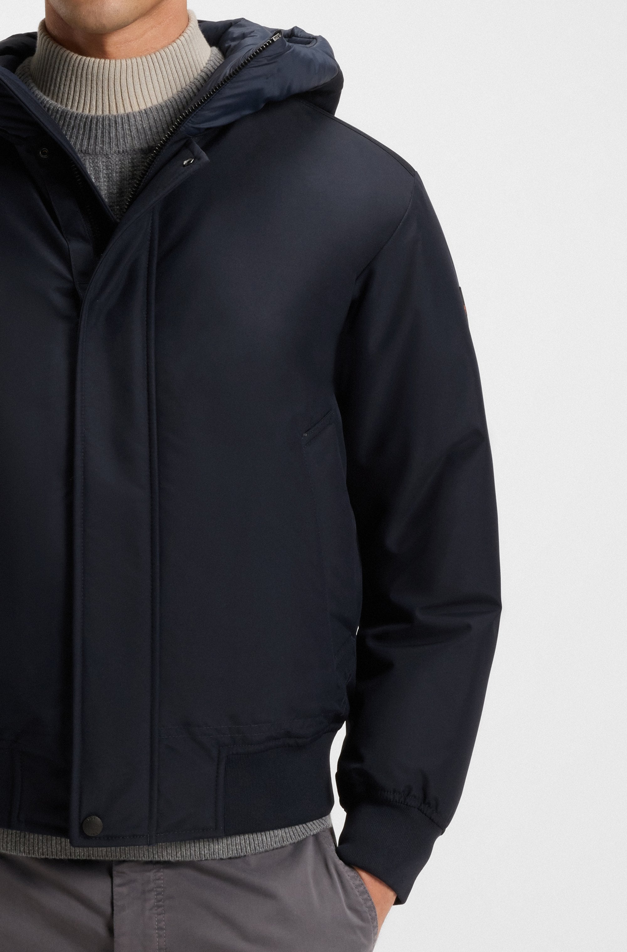 BOSS ORANGE Blouson »Osis«, mit Kapuze, relaxed fit, mit wattierter Kapuze, verdeckter Reissverschluss