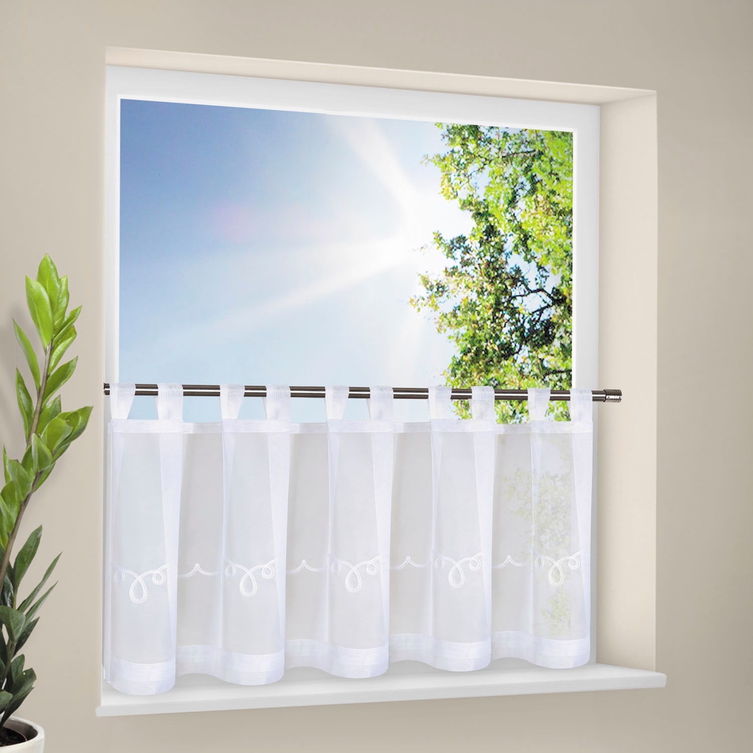 Gerster Rideau à vitres »Kalinda« Boucles 1 cuis tlg. HxB: 50x150, mit feinem Stickdesign