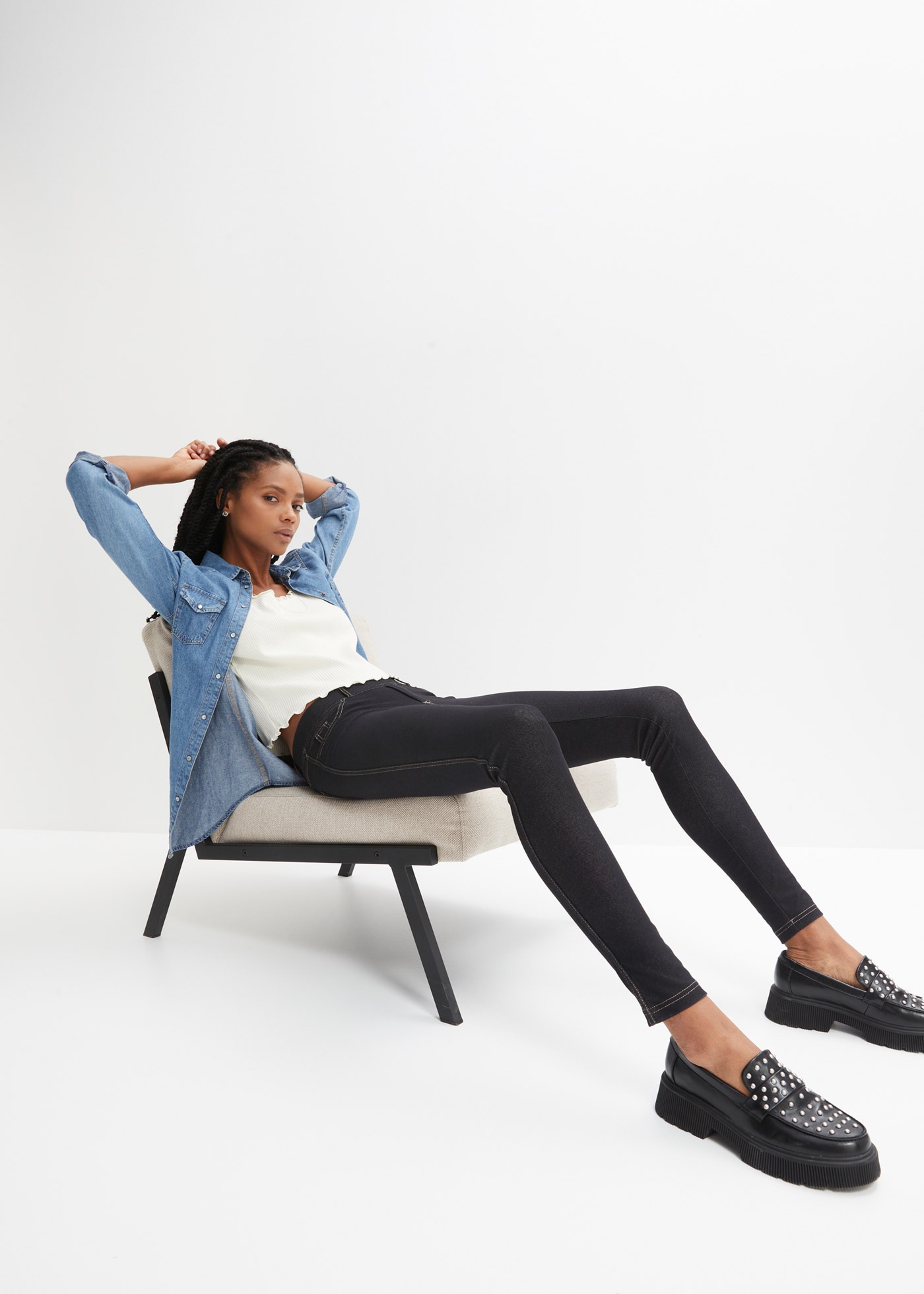 bonprix Leggings  Skinny Fit, mit Eingrifftaschen und Gesässtaschen, mit Gummizug