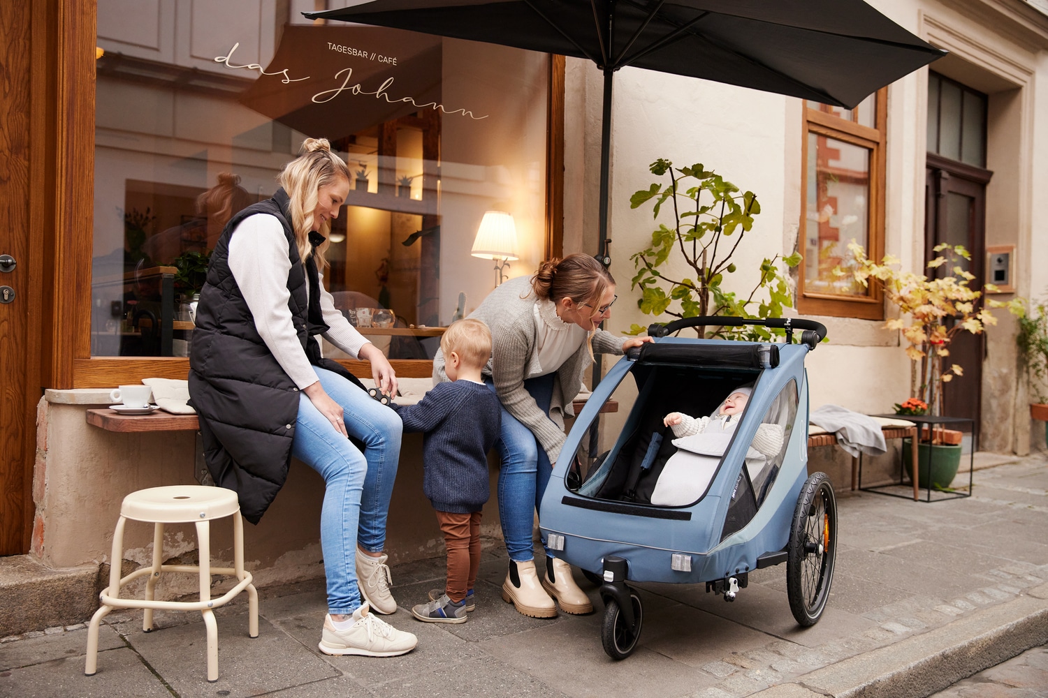 Hauck Fahrradkinderanhänger »2in1 Bike Trailer und Buggy Dryk Duo Plus, dark green« für 2 Kinder; inklusive Deichsel