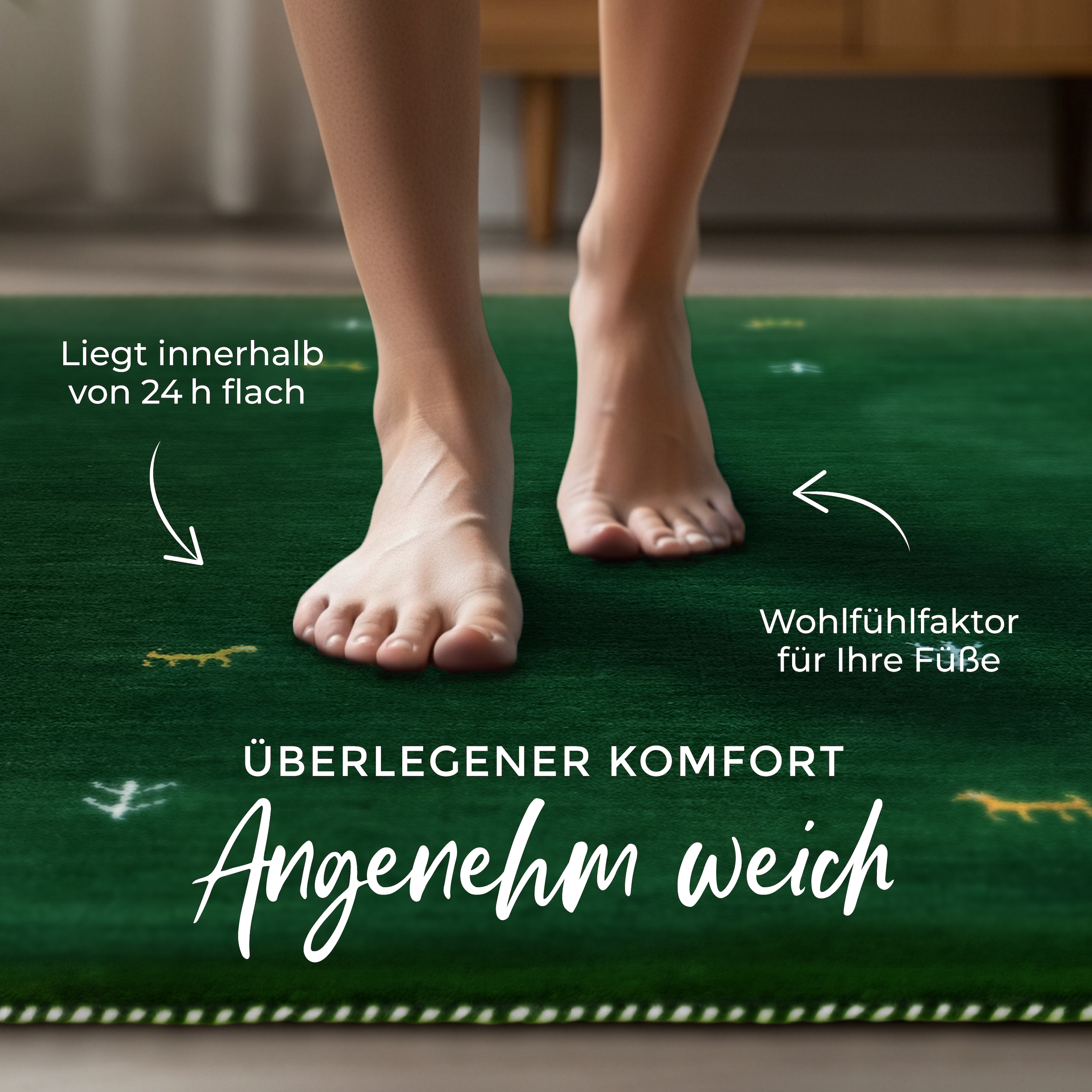 carpetfine Wollteppich »Gabbeh Uni,  auch als Läufer und Rund erhältlich« rechteckig 15 mm Höhe reine Wolle, handgewebt, Gabbeh Loom Tiermotiv, grosse Farbauswahl