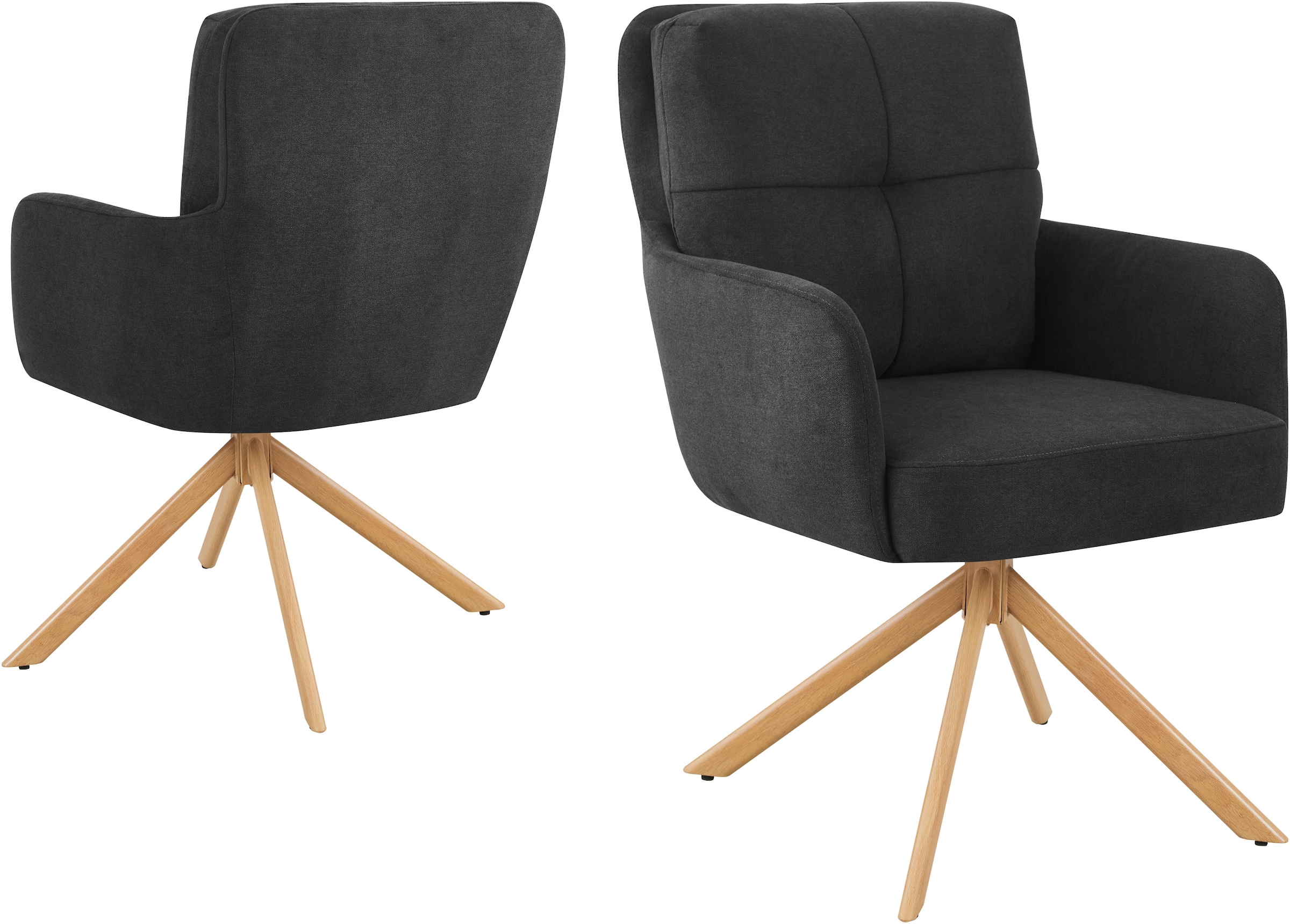 GOODproduct Chaise de salle à manger »Miami, 2er-Set, Federkern« (Ensemble) 2 cuisgemütlicher Armlehnstuhl mit Federkern, Fein-Webstoff und Holzoptik
