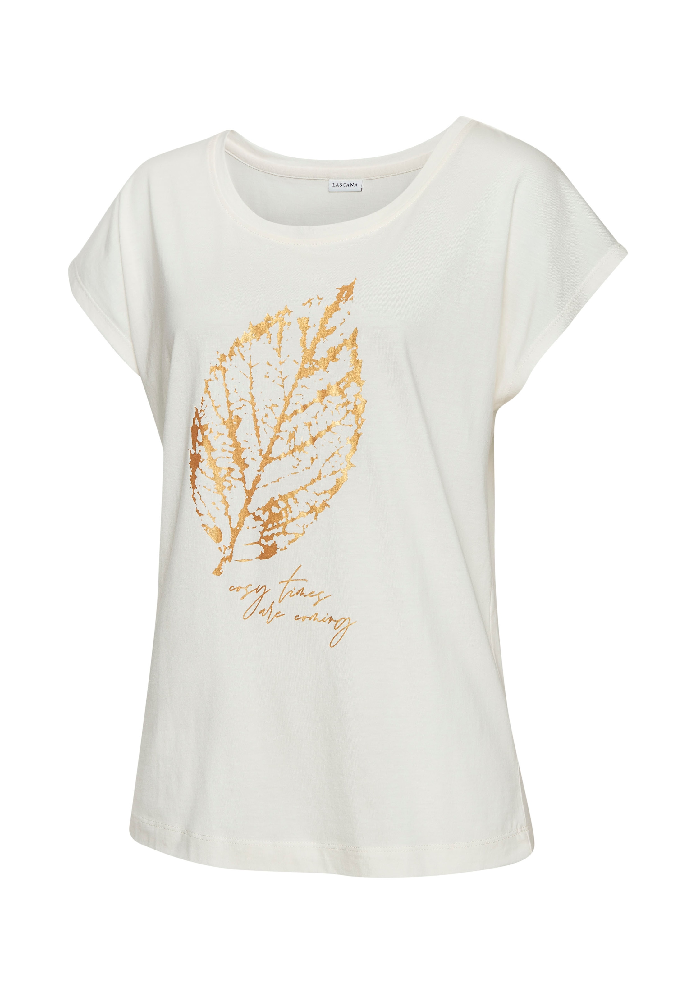 LASCANA Pyjamaoberteil, mit Folienprint