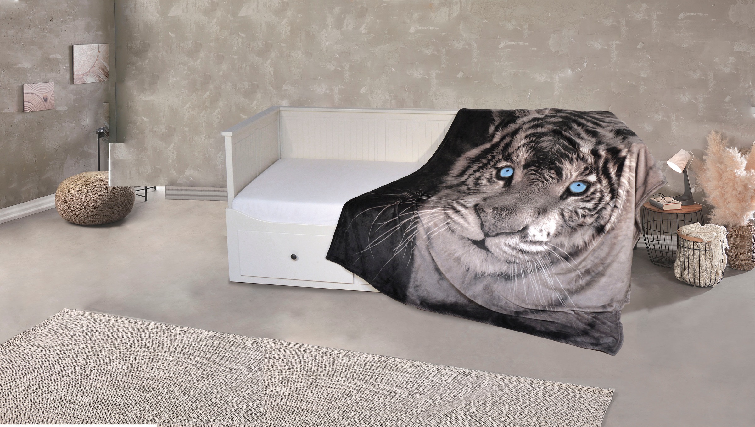 KiNZLER Wohndecke "Mikrofaser Fotodruck "Tiger"" Kuscheldecke, bedruckt, 150x200 cm