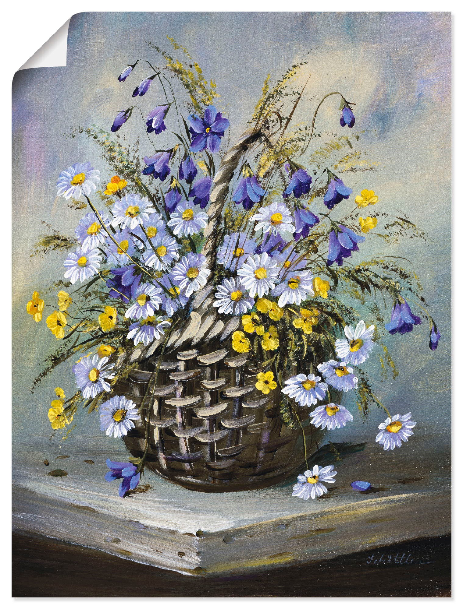 Image of Artland Wandbild "Bunter Korb" Blumen 1 Stk. tlg. als Leinwandbild, Poster in verschied. Grössen