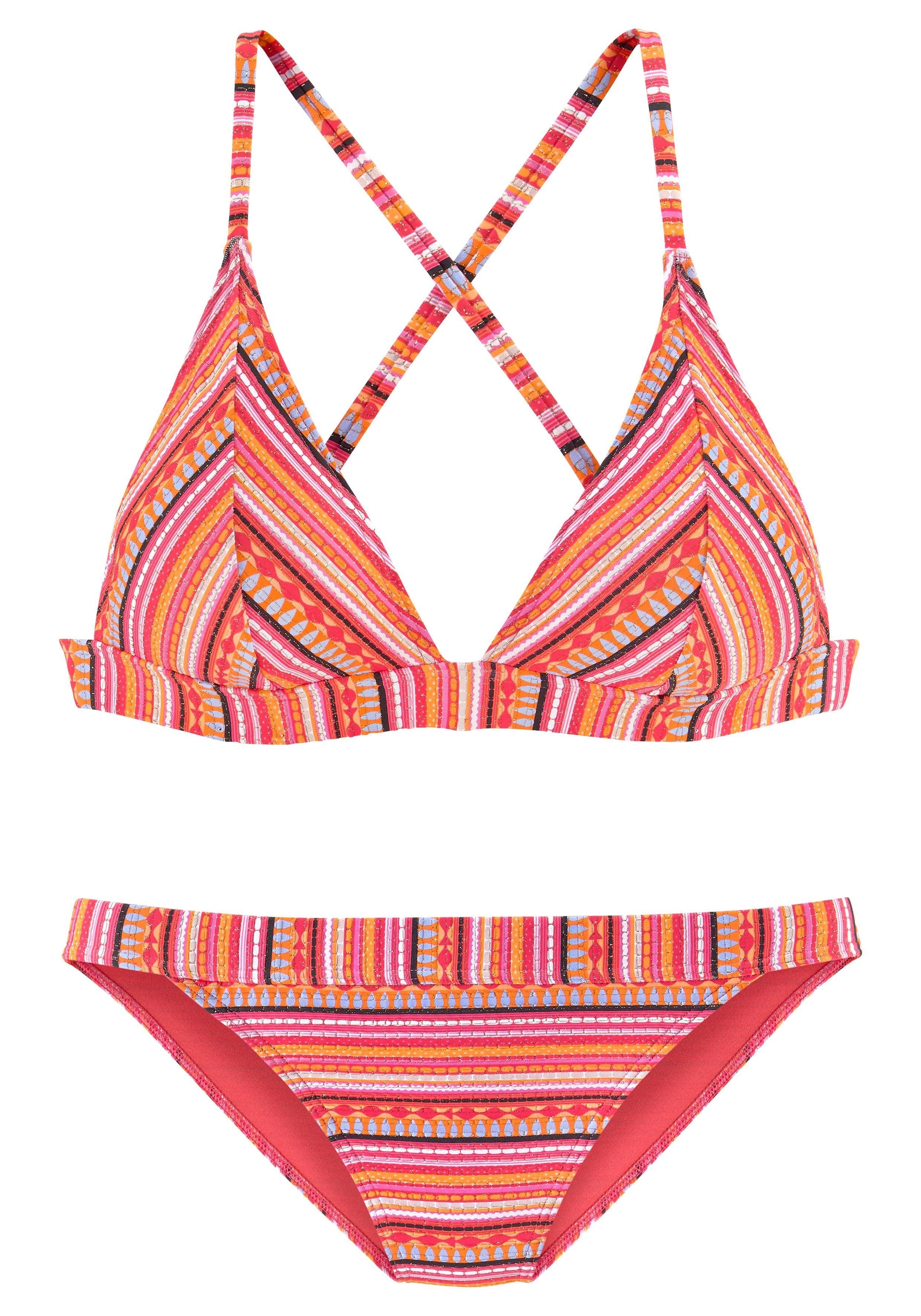 LASCANA Triangel-Bikini, mit glitzernden Streifen