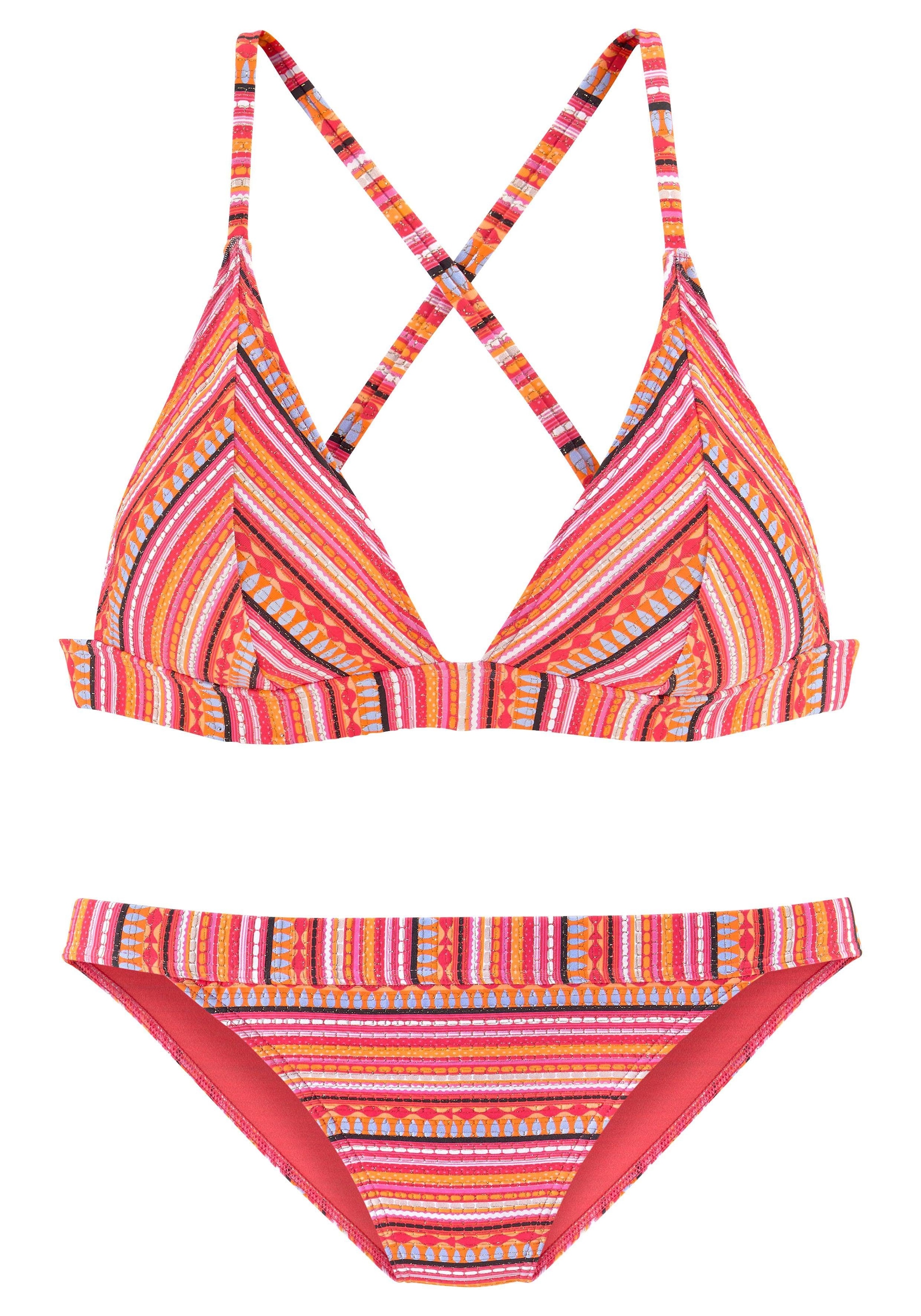 LASCANA Triangel-Bikini mit glitzernden Streifen