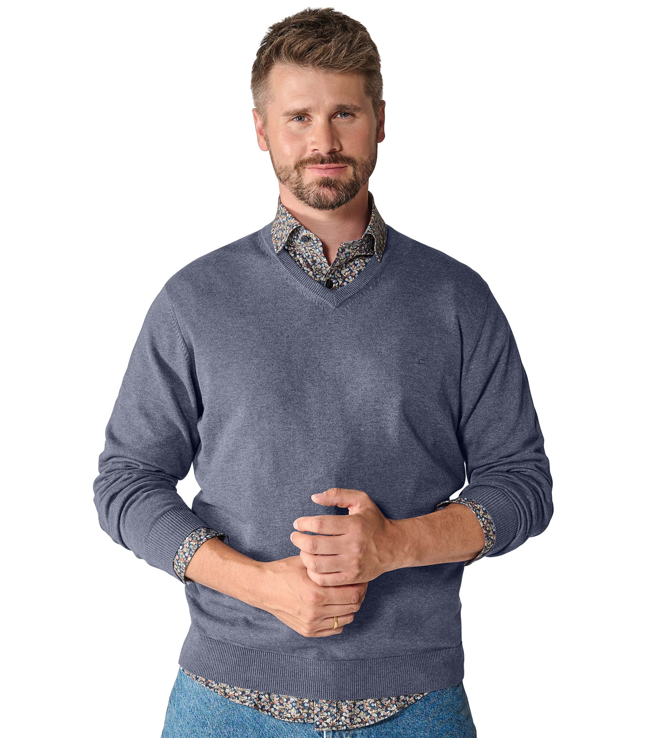 CASAMODA Strickpullover »Pullover« Baumwolle / V-Ausschnitt / Unifarben
