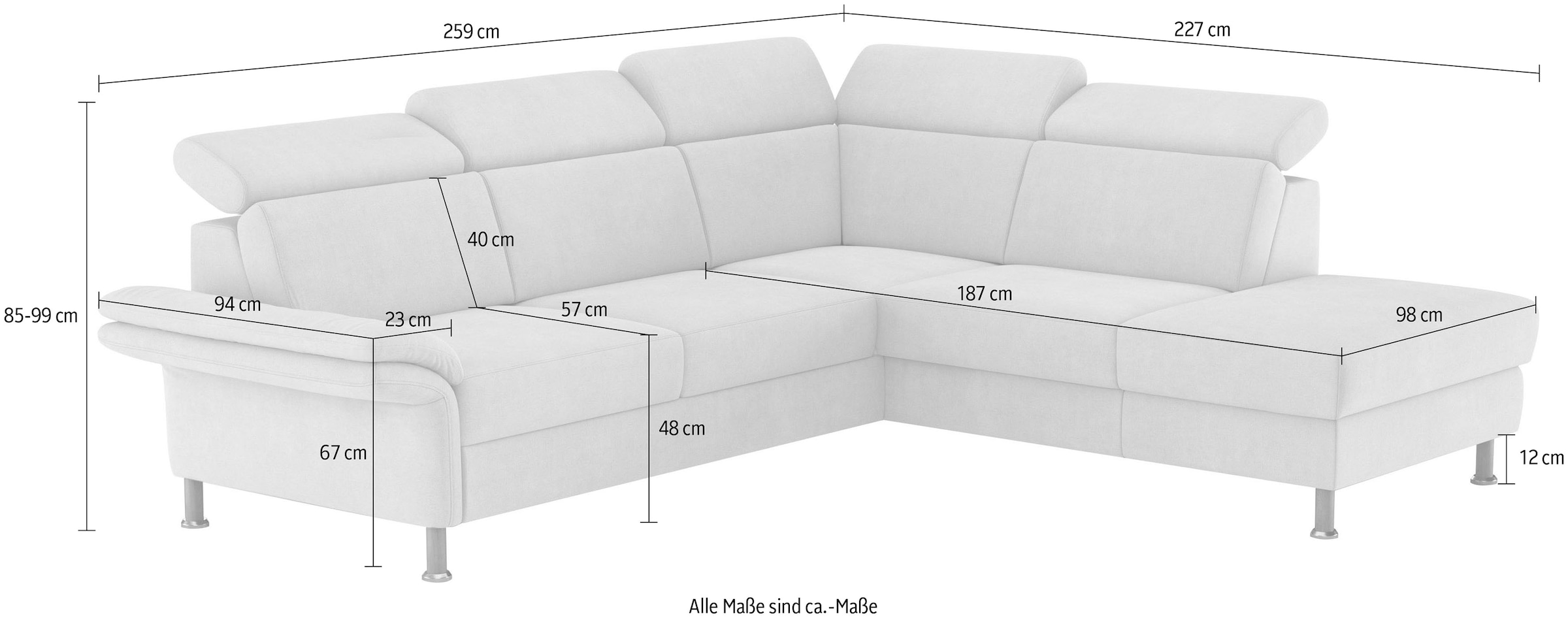 Home affaire Ecksofa »Calypso L-Form« mit Relaxfunktion motorisch im Sofa 2,5- Sitzer