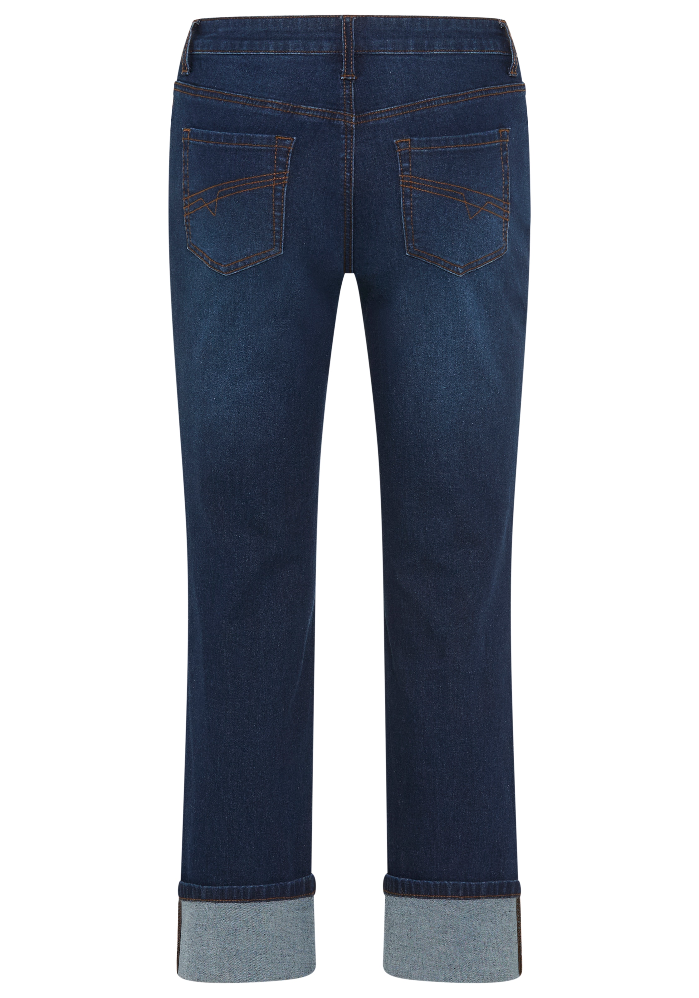 Arizona Straight-Jeans »mit Turn-Up« gerader Straight-Fit, langer Schnitt, mit Knopf- und Reissverschluss