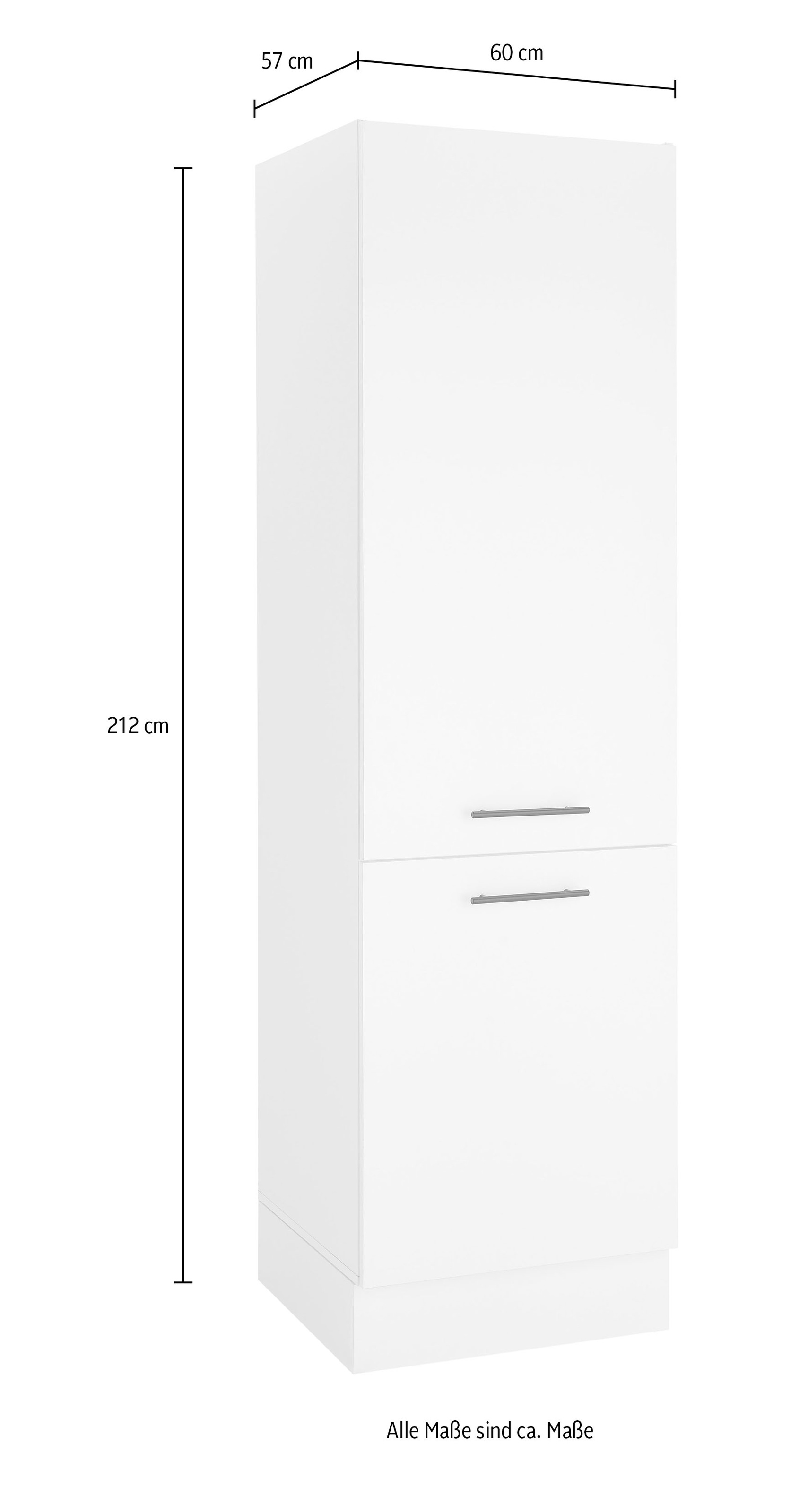 BASIC by Balculina Armoire réfrigérée encastrable »Tirol B/H/T 60x212x57 cm« 1 cuis tlg. Largeur 60cm, pieds en plastique réglables en hauteur