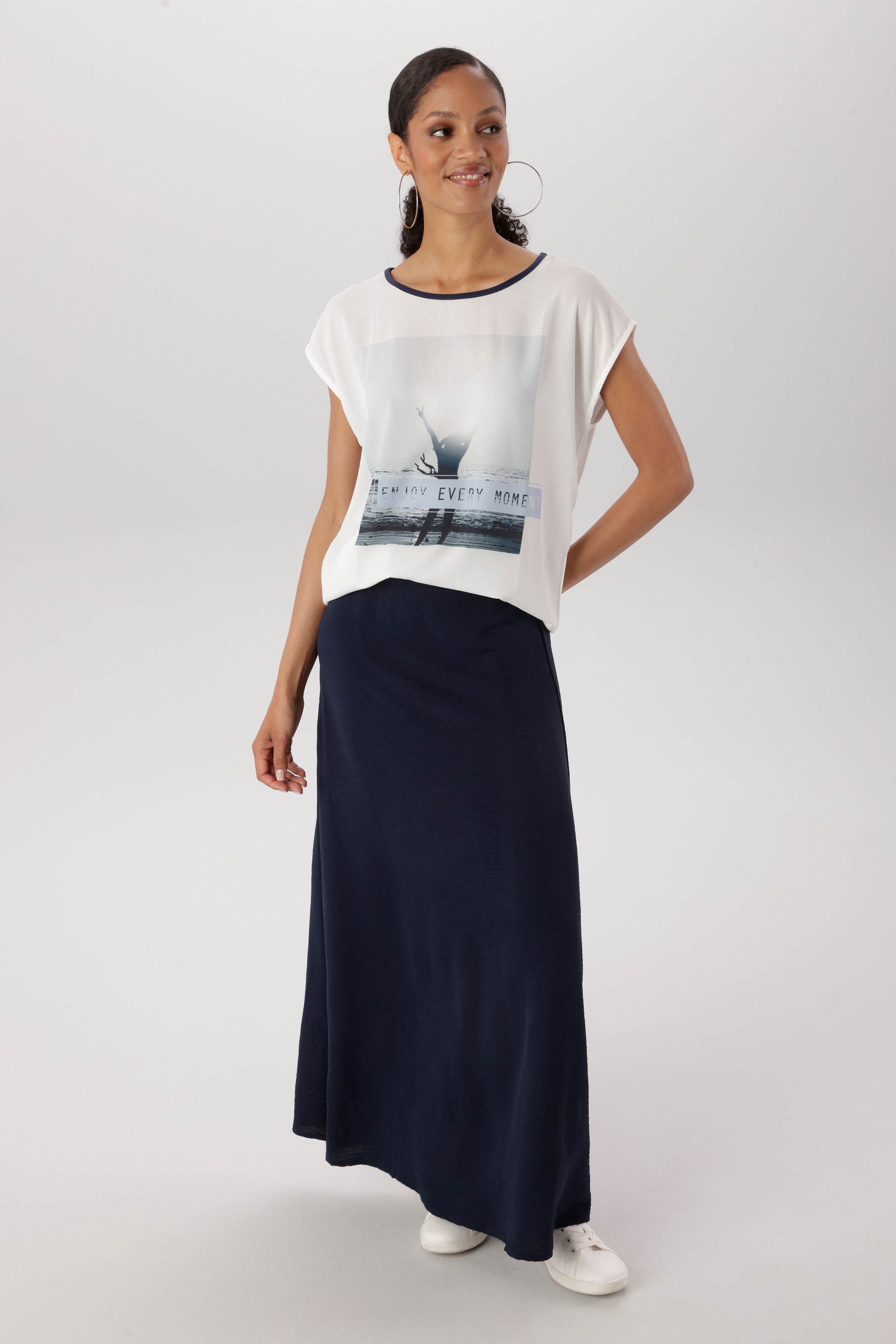 Aniston SELECTED Maxi jupe ceinture élastique confortable au dos - NOUVELLE COLLECTION