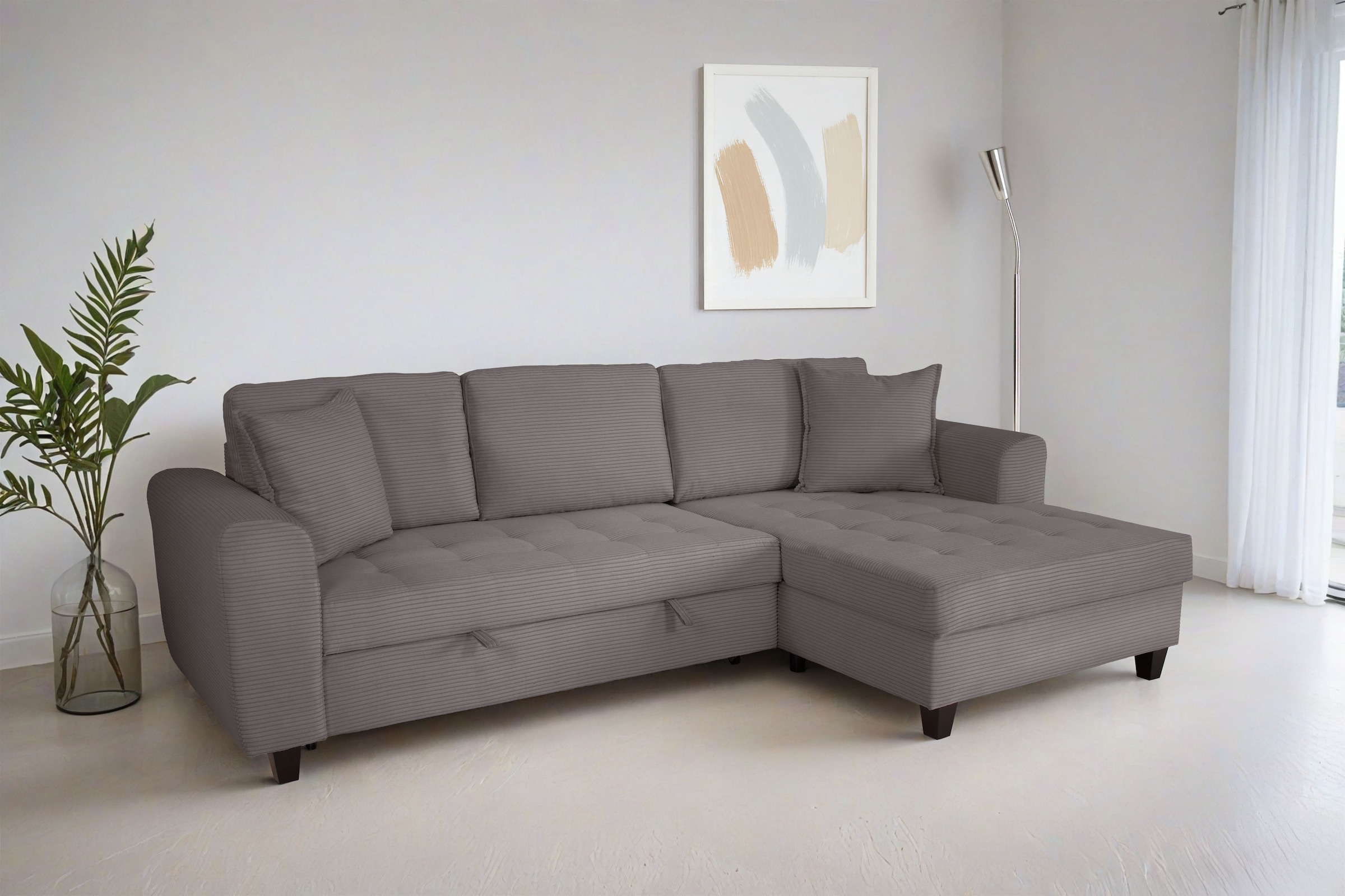 Image of Trends by HG Ecksofa "Moritz L-Form, B: 265 cm" mit Bettfunktion, Bettkasten & Zierkissen