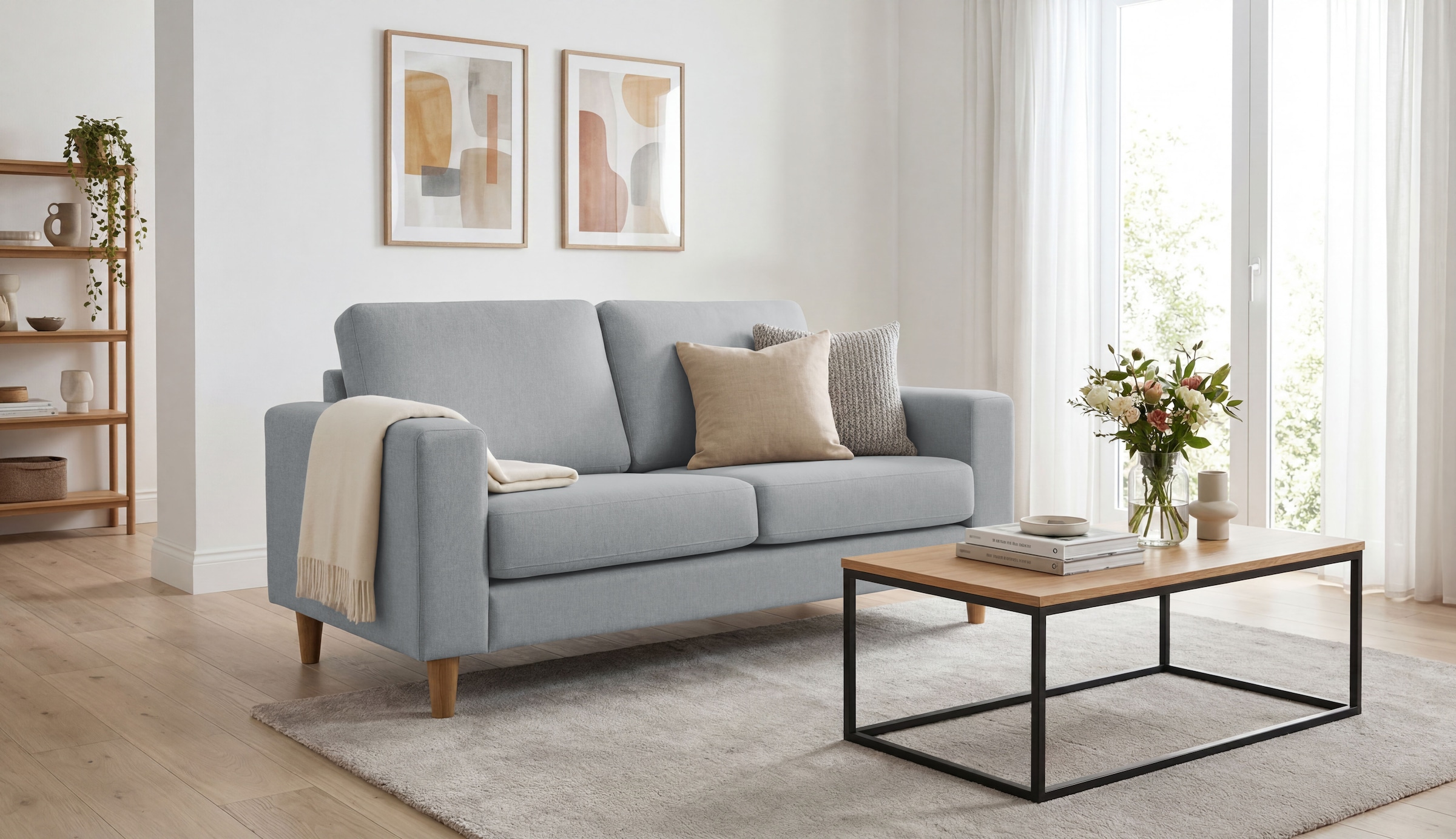 GOODproduct 2-places »Tvinno« style scandinave, avec pieds en bois massif, largeur 155 cm
