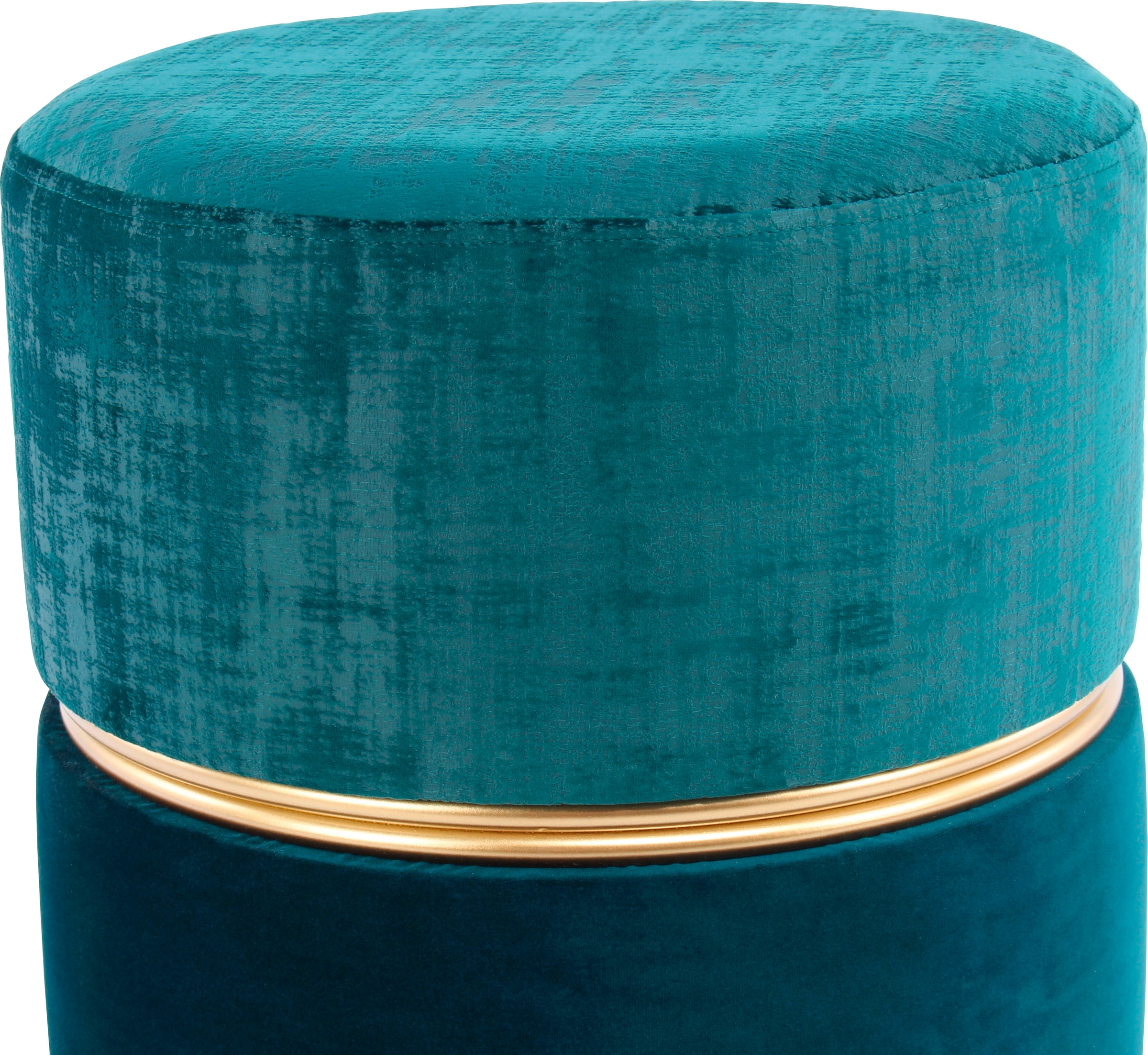 Kayoom Sitzhocker »Hocker Cleopatra 625, Sitzhocker in zweifarbigem Design«, (1 St.), zweifarbig, dekorativ, pflegeleicht, edler Akzent durch Metallring