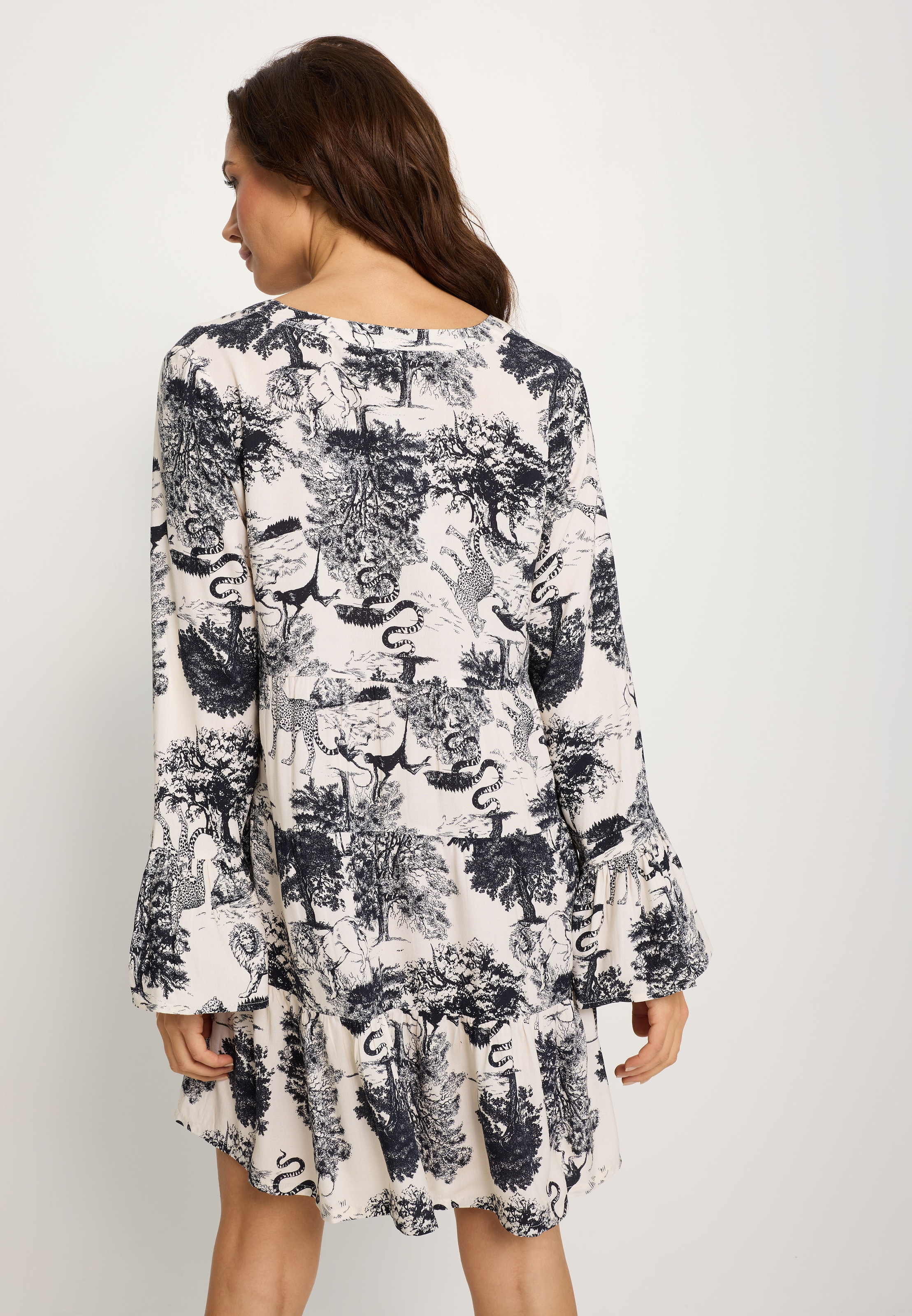 LASCANA Robe de plage avec imprimé intégral, tunique, robe chemise en viscose
