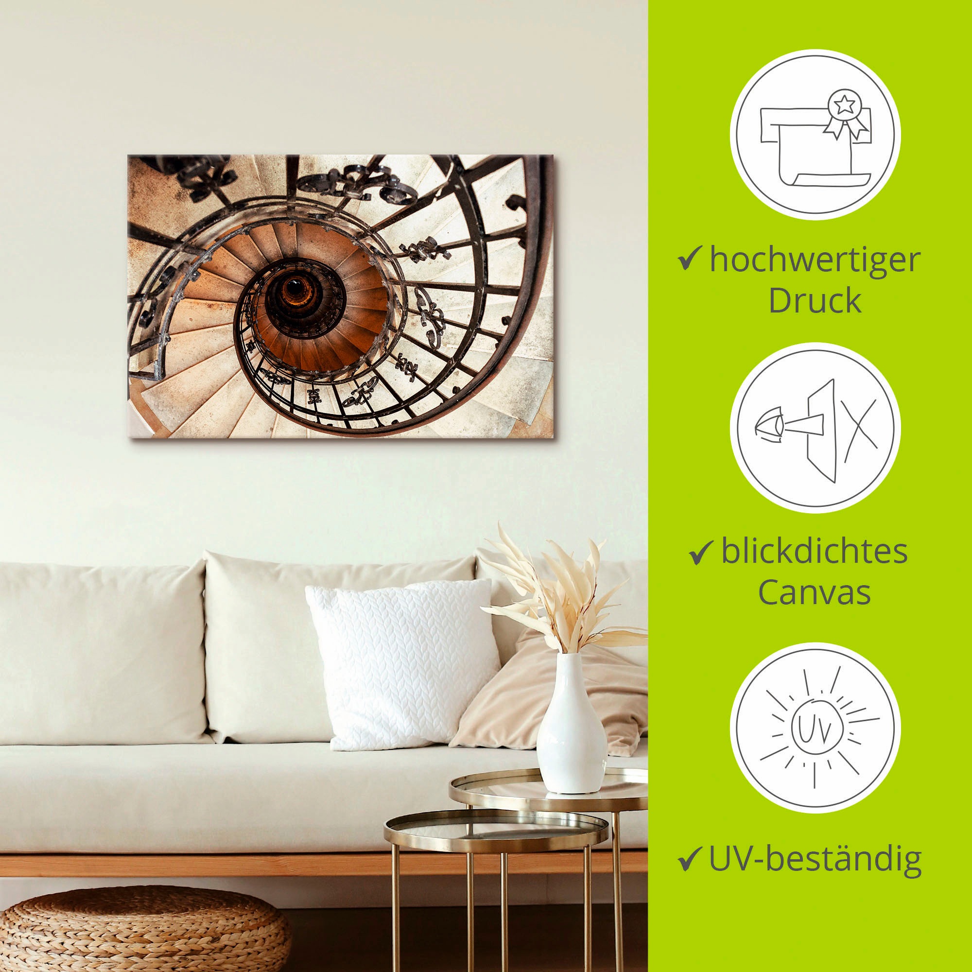 Artland Leinwandbild »Treppe« Architektonische Elemente 1 Stk. tlg. auf Holzrahmen gespannt