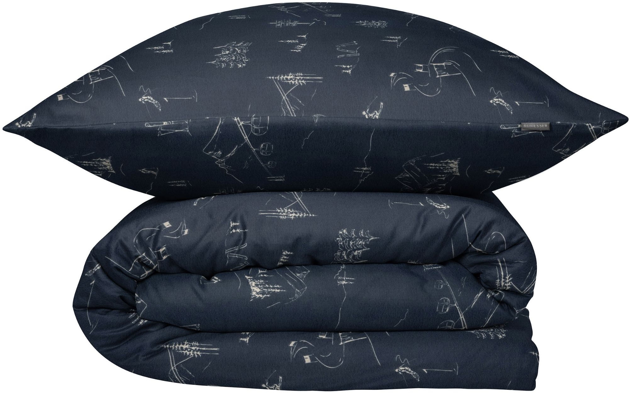 Image of Schiesser Bettwäsche "Skiing aus weicher Baumwolle mit Winterprint" 2 OEKO-TEX MADE IN GREEN