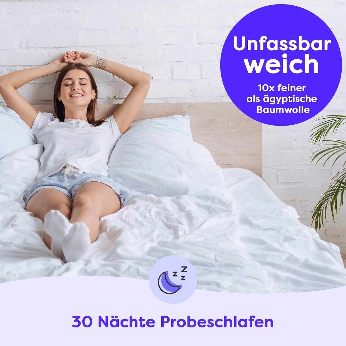 Wolkenfeld Linge de lit »Allergiker Bettwäsche, unfassbar weich« 2 cuis 135x200 cm, 155x220 & Übergrössen I inkl. Kissenbezüge 80x80 I Uni