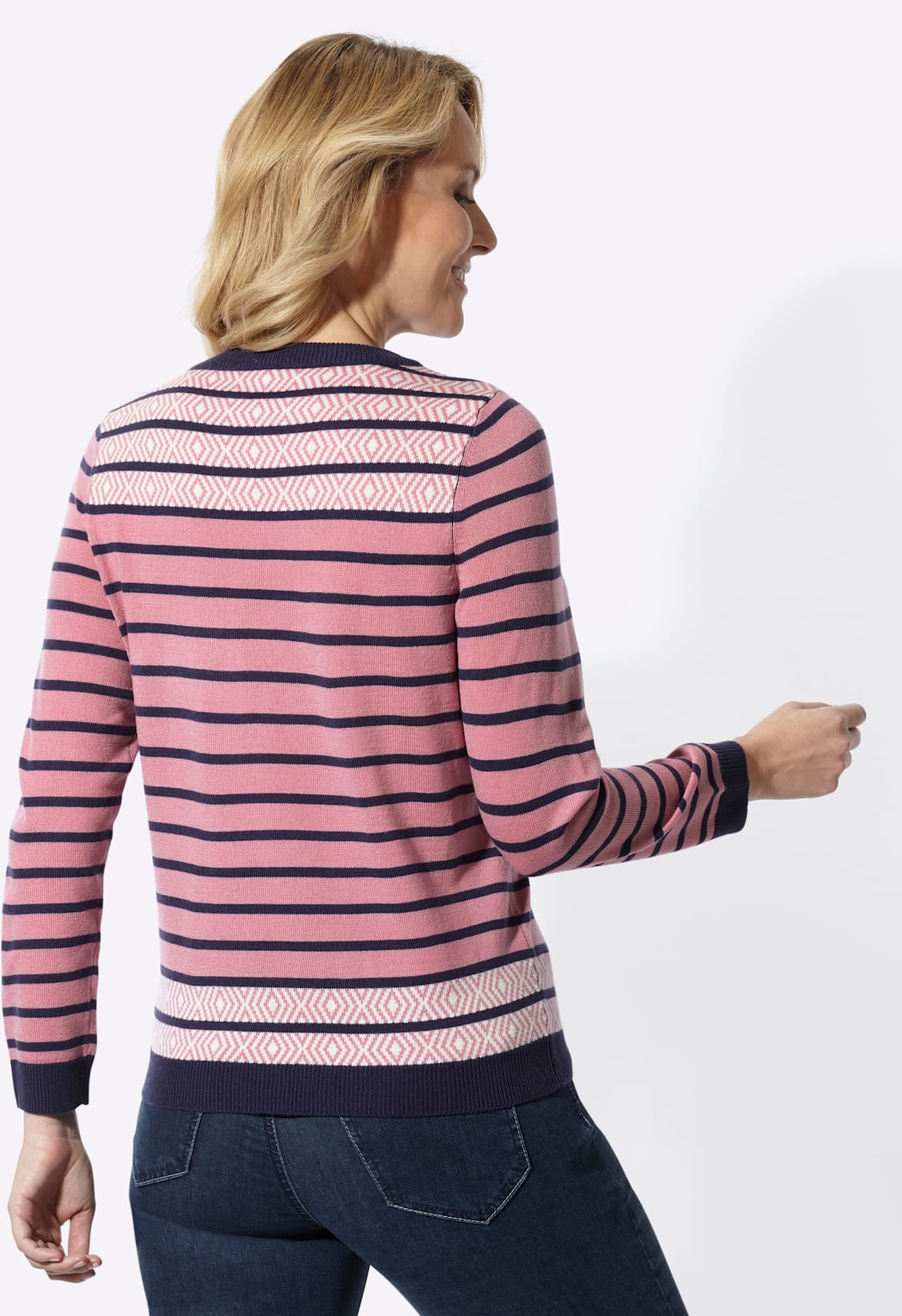 Classic Basics Pull à rayures »Rundhals-Pullover«