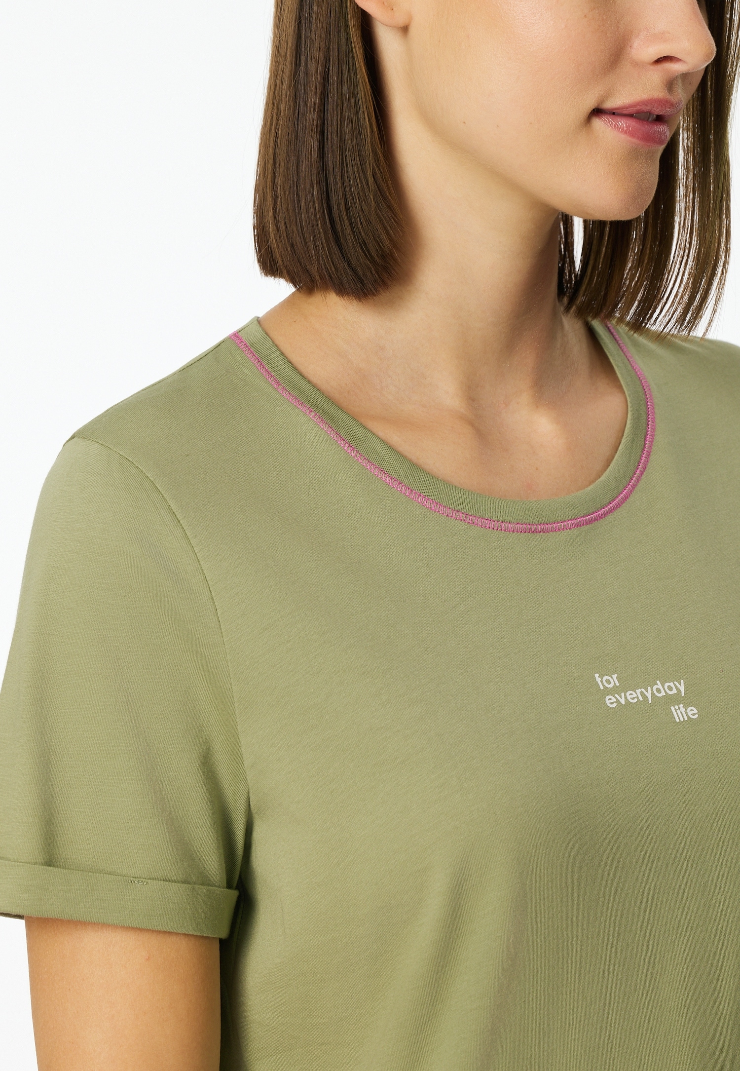 Schiesser Chemise de nuit »Casual Essentials« mit Statement-Print, Baumwolle, kurzärmelig, Rundhalsausschnitt