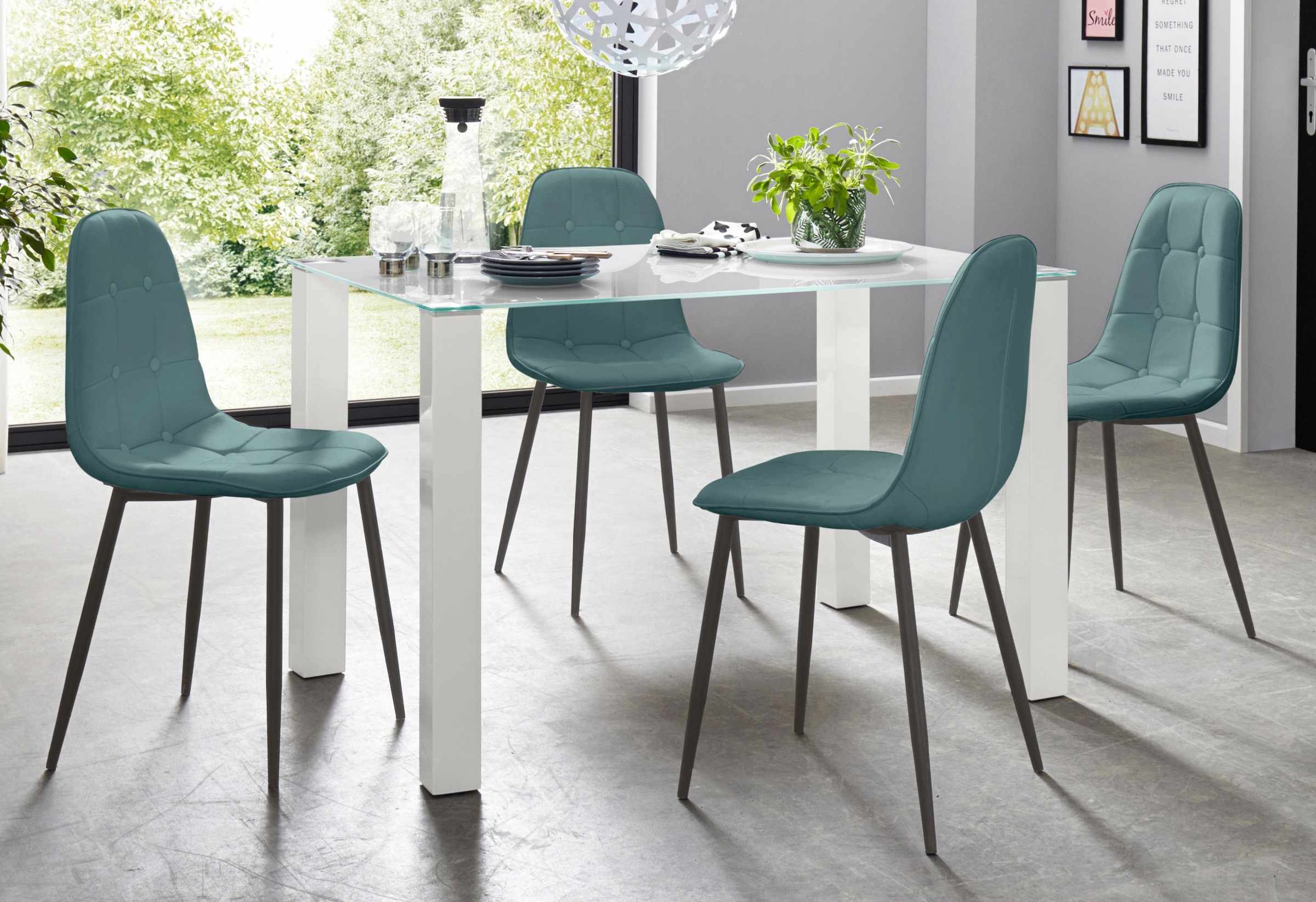 Image of GOODproduct Essgruppe Set, 5 Stk. tlg. mit Glastisch, Breite 120 cm