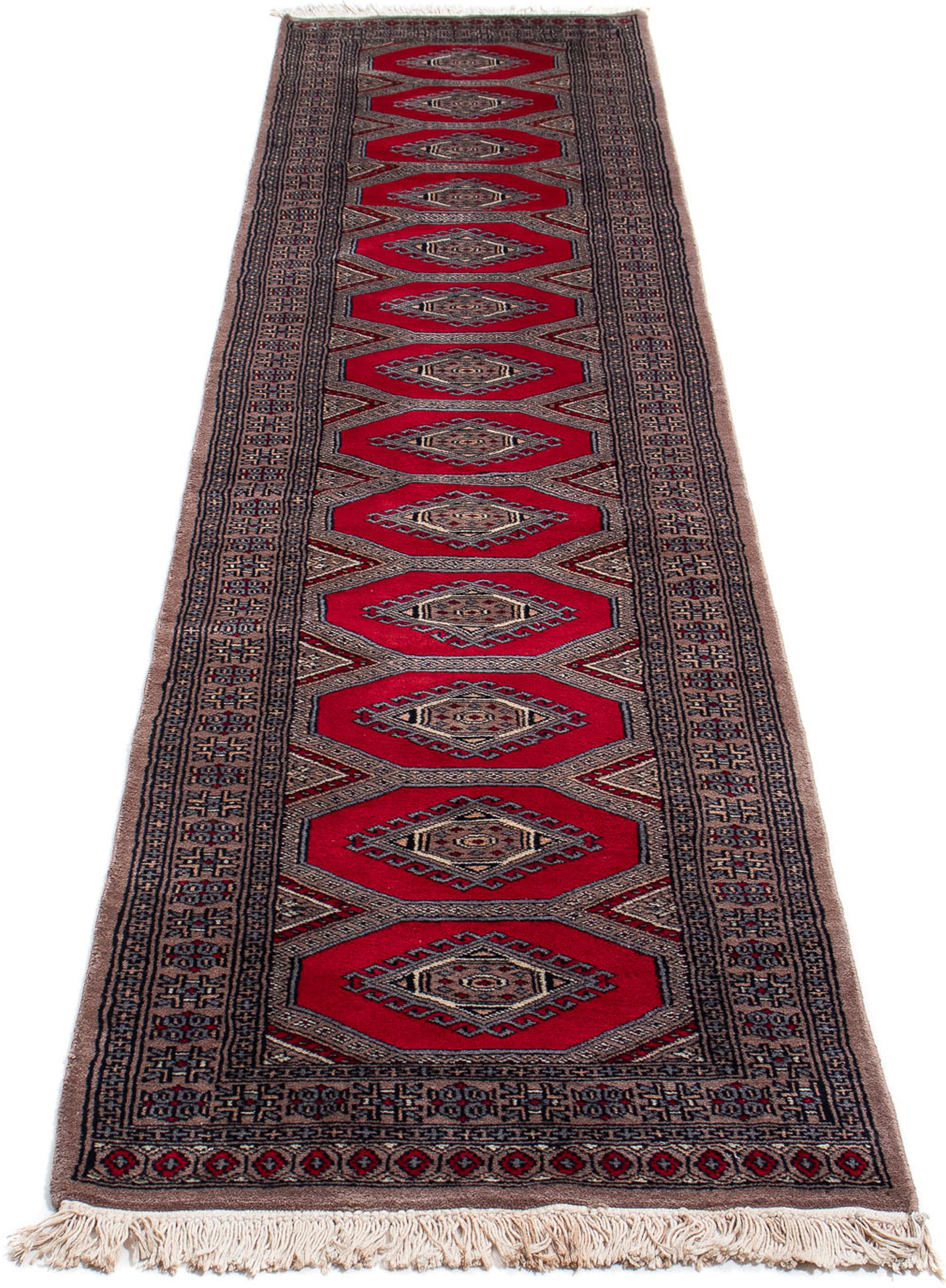 Image of morgenland Orientteppich »Afghan - Buchara - 314 x 62 cm - dunkelrot«, rechteckig, 7 mm Höhe, Wohnzimmer, Handgeknüpft, Einzelstück mit Zertifikat bei Ackermann Versand Schweiz