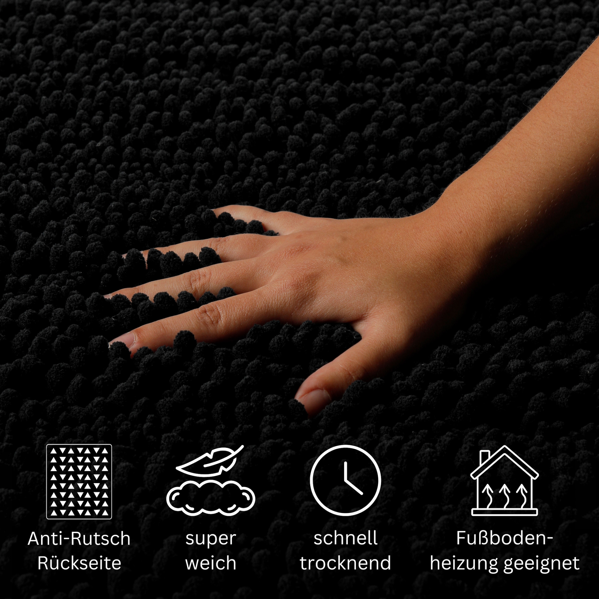 GOODproduct Badematte »Torrni« Höhe 22 mm rutschhemmend beschichtet fussbodenheizungsgeeignet | schnell trocknend Badteppich, getuftet, modern, Uni, antirutsch, flauschig, hochflor