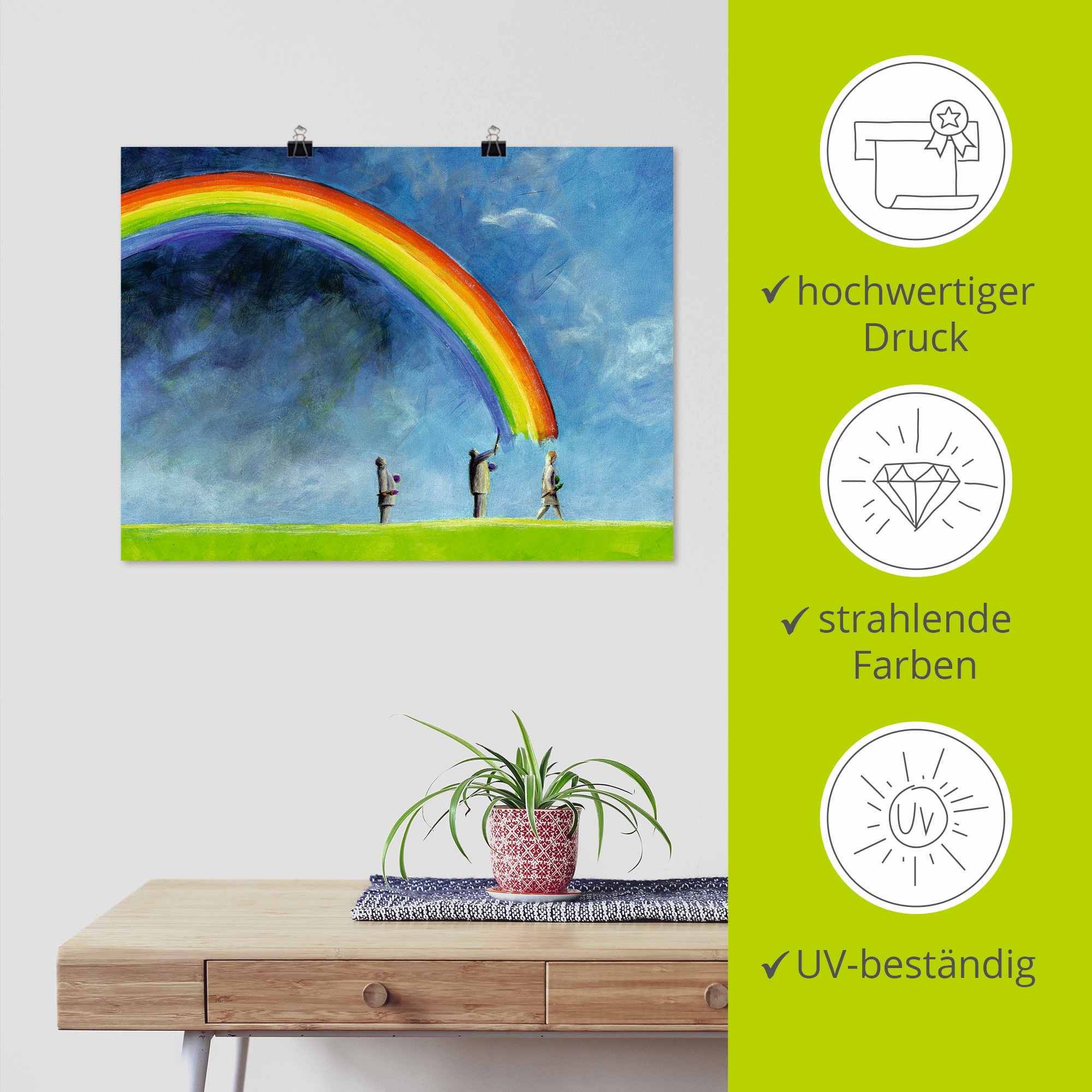 Artland Poster »Regenbogen malen«, Gruppen & Familien, (1 St.), als Leinwandbild, Wandaufkleber oder Poster in versch. Grössen