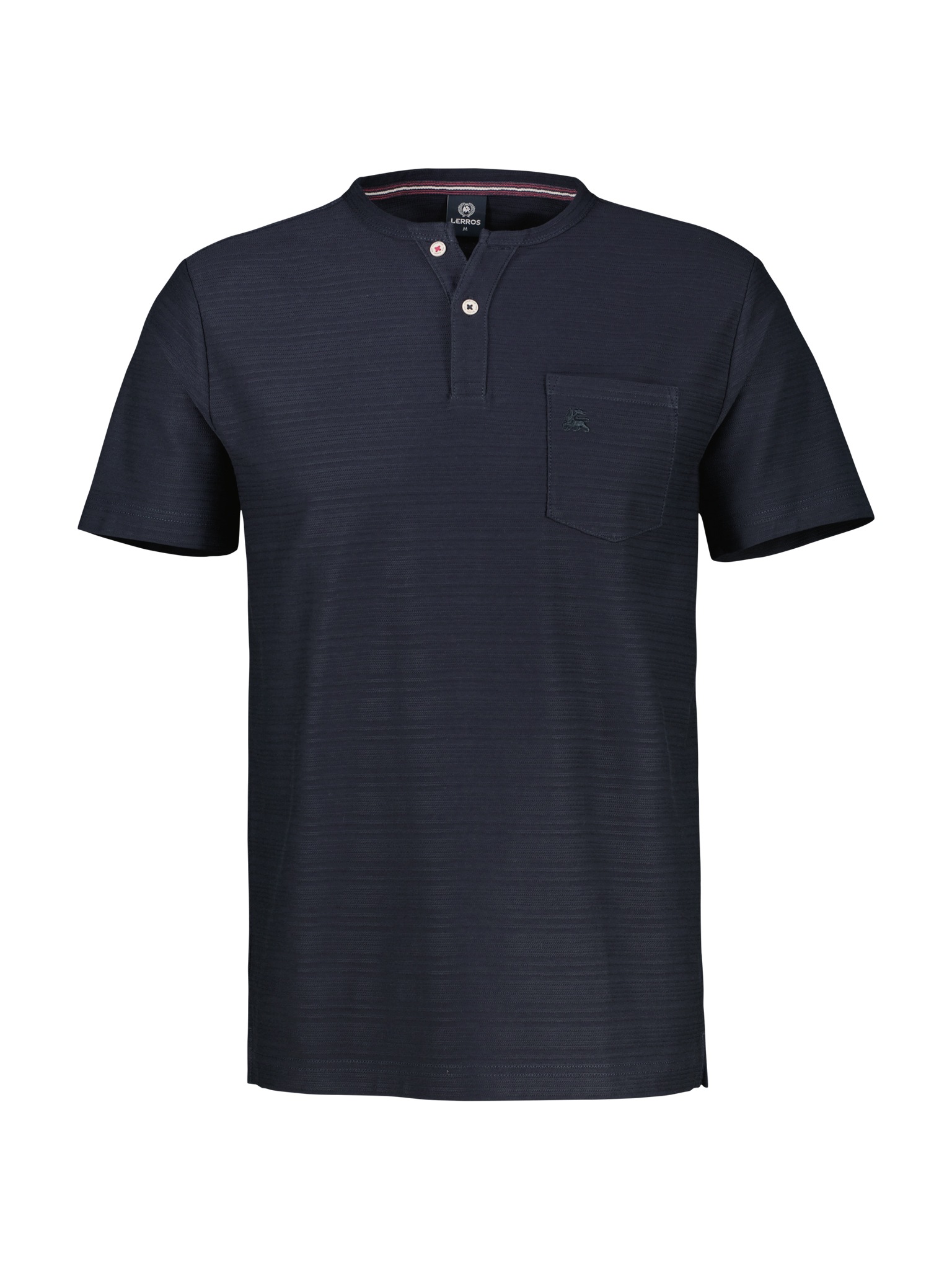 LERROS Kurzarmshirt mit Serafino-Kragen und kurzer Knopfleiste