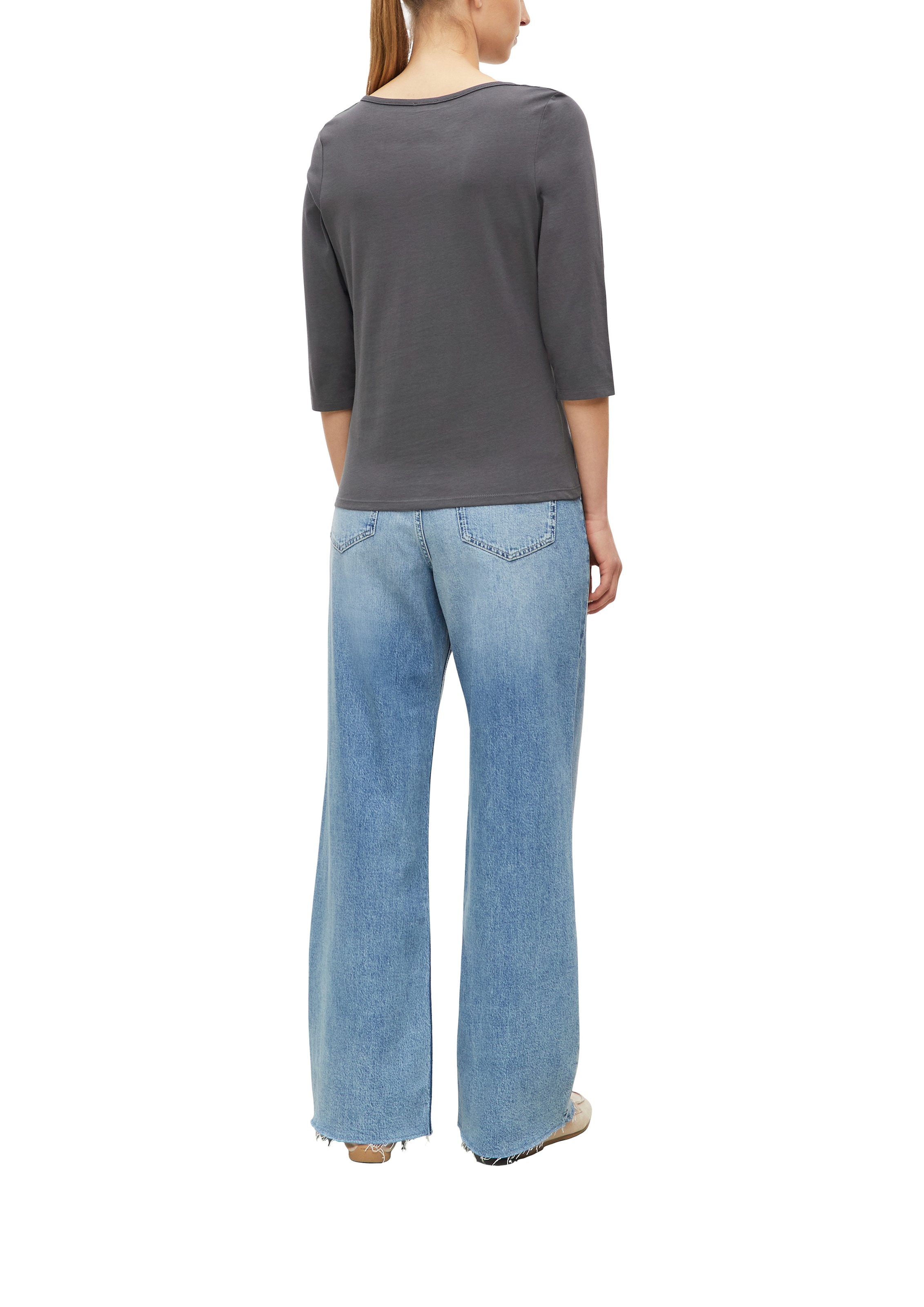 s.Oliver 3/4-Arm-Shirt mit U-Boot-Ausschnitt / Baumwolle