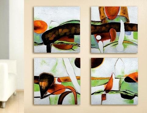 Image of GILDE Leinwandbild »vierteiliges Gemälde«, Abstrakt, (Set, 4 St.), handgemalt, 240x60 cm, dekorativ im Wohnzimmer & Schlafzimmer bei Ackermann Versand Schweiz