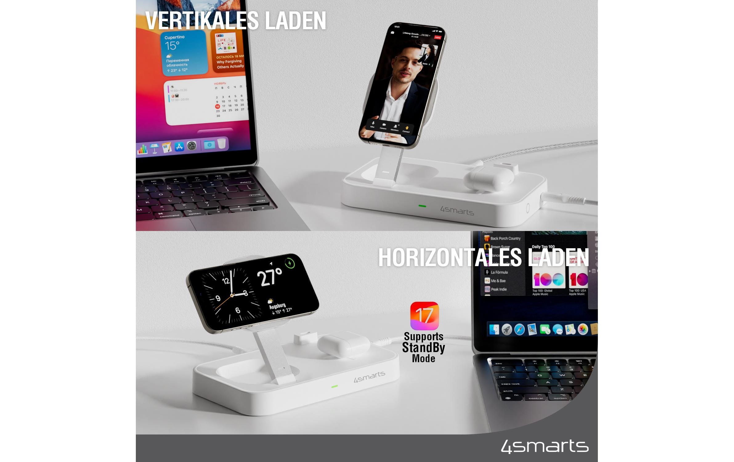 4smarts USB-Ladegerät »Qi2 Weiss«