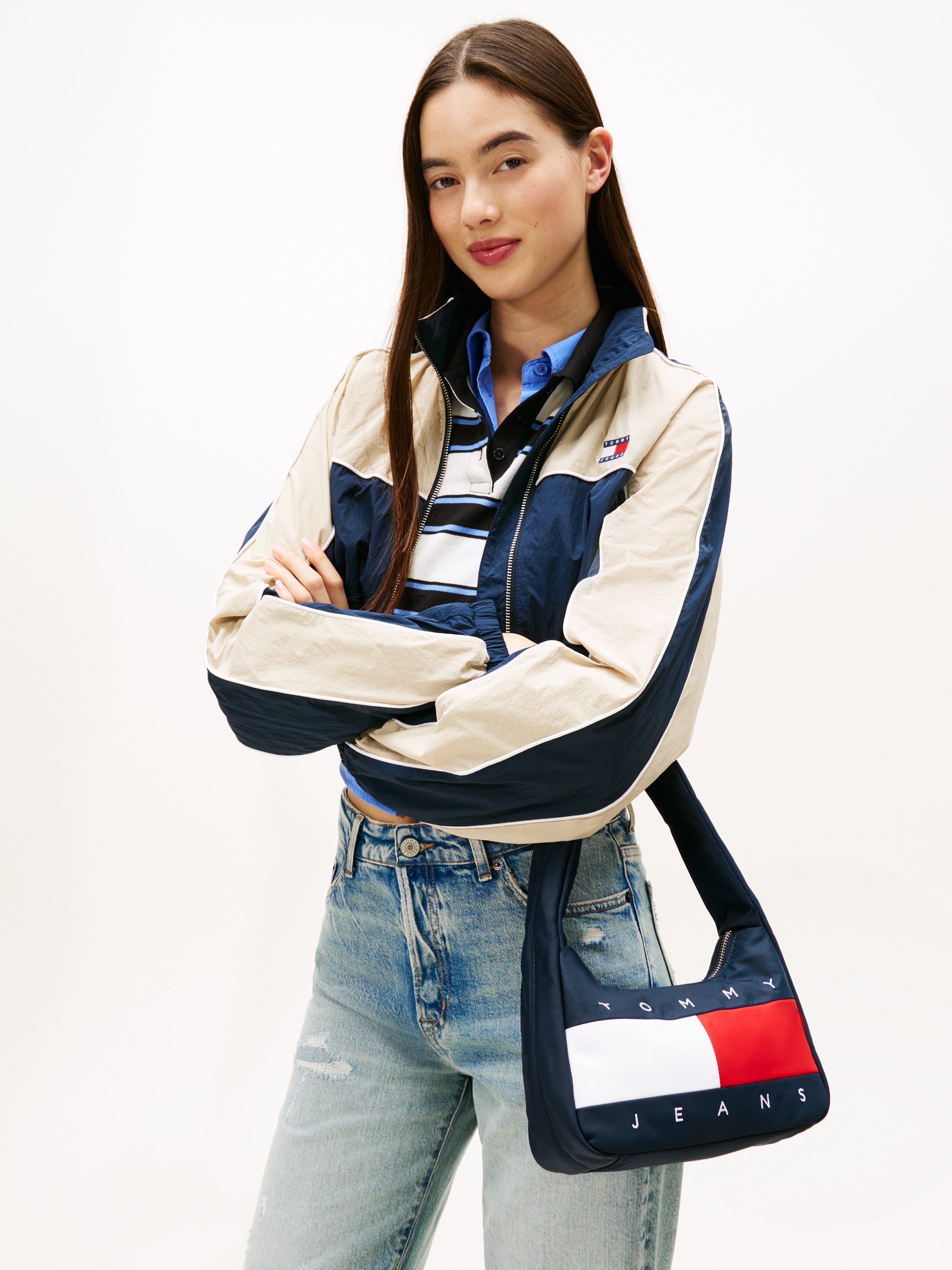 Tommy Jeans Sac à bandoulière »TJW ARCHIVE SHOULDER BAG« , Sac bandoulière femme, sac à main avec drapeau logo voyant