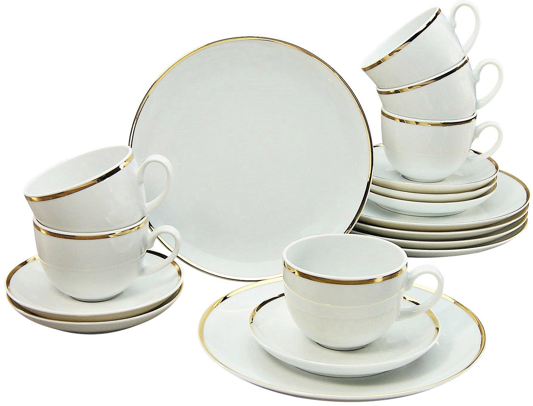 Guido Maria Kretschmer Home&Living Kaffeeservice »Geschirr-Set Godi«, (Set, 18 tlg., Kaffeegeschirr für 6 Personen), Service, handbemalter Rand, 18 Teile, für 6 Personen